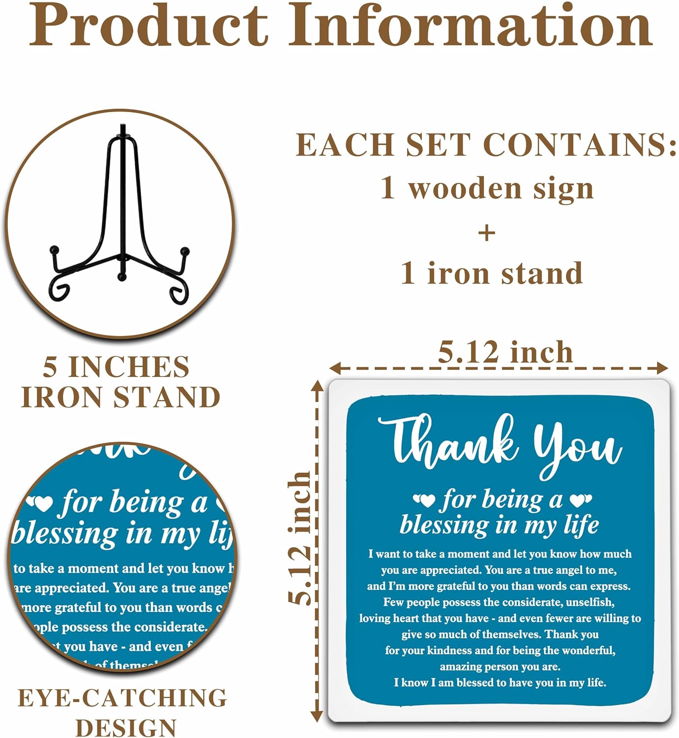 Thank You Gifts for Women Men, Inspirational Appreciation Gifts,Small Special Inexpensive Gift Ideas,5 in Aqua Home Office Desk Decor Plaque(B05) BST326L