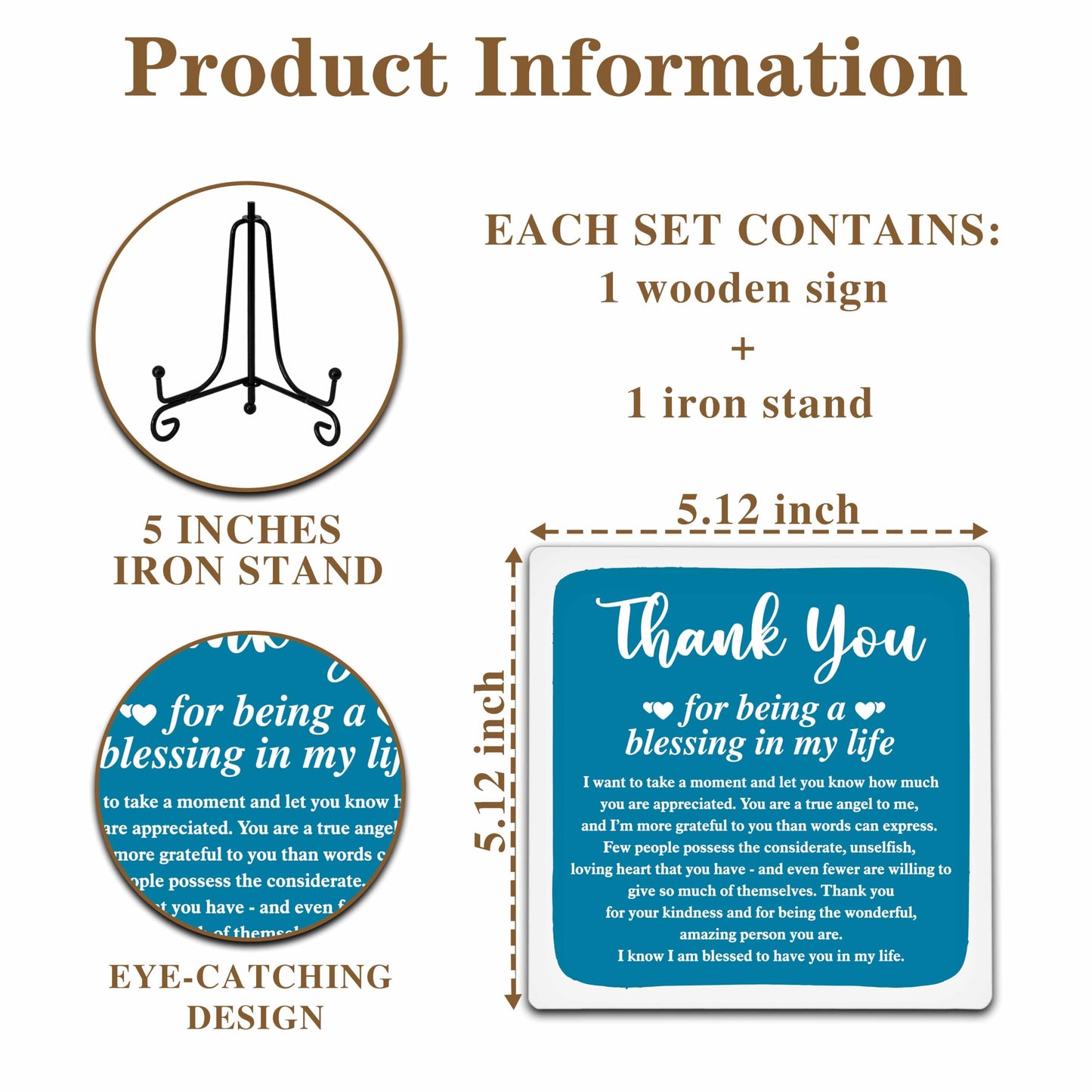 Thank You Gifts for Women Men, Inspirational Appreciation Gifts,Small Special Inexpensive Gift Ideas,5 in Aqua Home Office Desk Decor Plaque(B05) BST326L