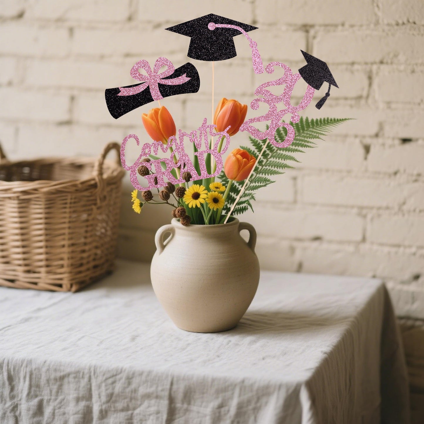 Graduation Centerpieces Class of 2026, 16 PCS Red Blue Double-Sided Table Toppers, Congrats Grad Party Decorations Supplies (Set of 4 Designs) WN420