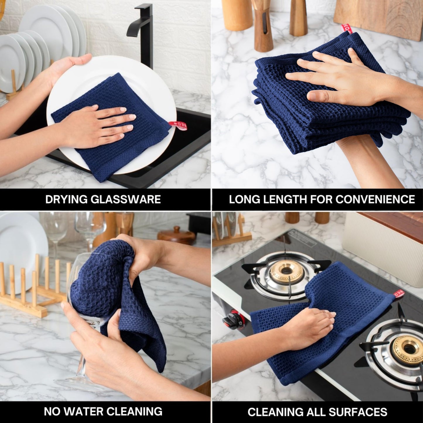 Cotton Waffle Weave Wash Cloths - Pack of 6 (12x12 Inches) | Ultra Soft, Absorbent Dish Cloths | Quick Dry, Dish Cloths & Dish Rags - Taupe/Grey (Kitchen Essentials) BST220
