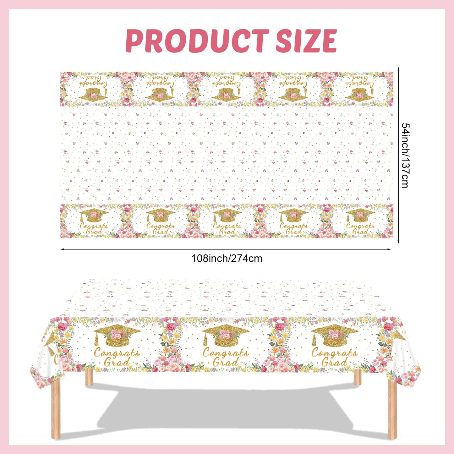 3PCS Mastered It Graduation Tablecloth Black Gold Congrats Grad Table Cover Plastic Master's Graduation Party Supplies for Class of 2026 Master College Disposable Decorations WN420