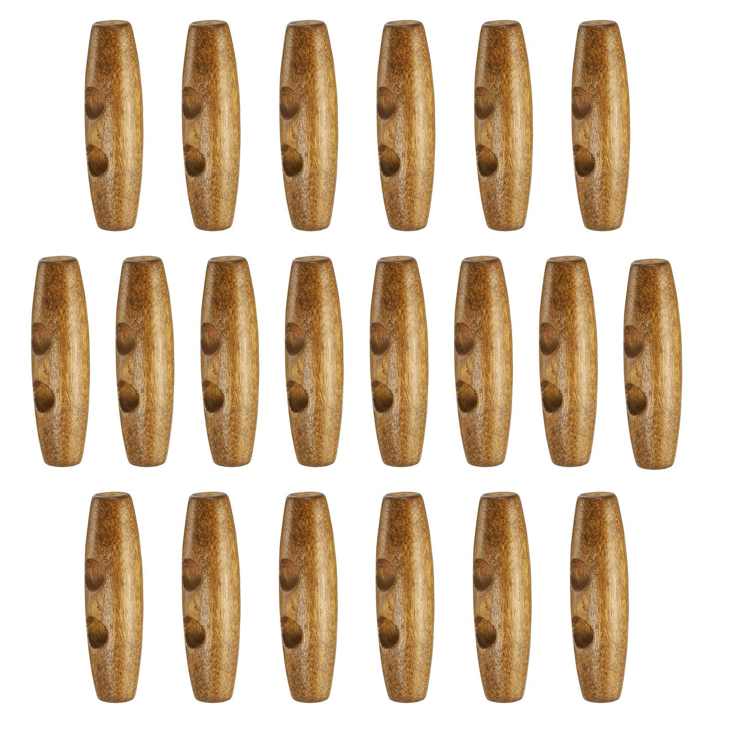 HARFINGTON 60mm / 2.4" Wooden Toggle Buttons 20pcs 2-Hole, Maroon | Wood Olive Sewing Buttons Horn Oval Buttons Sewing Accessories for Coat Sweaters Clothing DIY Craft BST326L