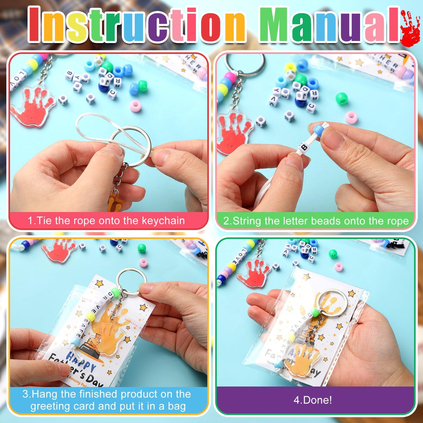 Suncalla 984 Pcs 24 Set Dinosaur Nugget Keychain Making Kit DIY Valentine's Key Chain Crafts Bead Adjustable Letter Beads Cards Strings Kit Gift Backpack Accessories Party Favors(Cute Color) WN420