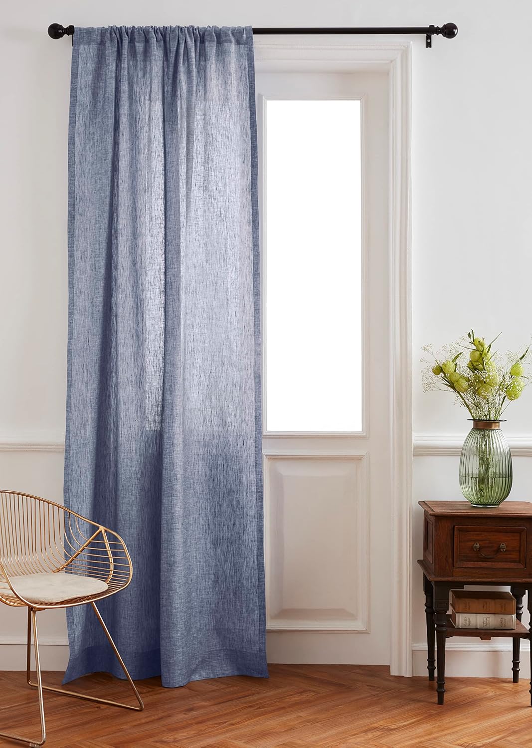 Solino Home Charcoal Grey Linen Curtain 96 Inch, Light Filtering Rod Pocket Curtain 52 x 96 Inch, 100% Pure Linen European Flax Window Treatment for Living Room, Bedroom - 1 PanelBST326SOLH