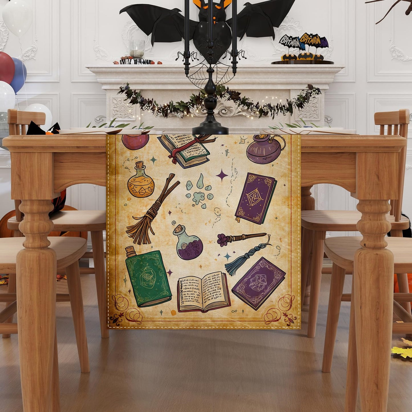 Halloween Table Runner, Halloween Home Kitchen Dining Room Table Decor, Boy Birthday Party Baby Shower Decorations and Supplies for Kids 13x72 Inch BST220