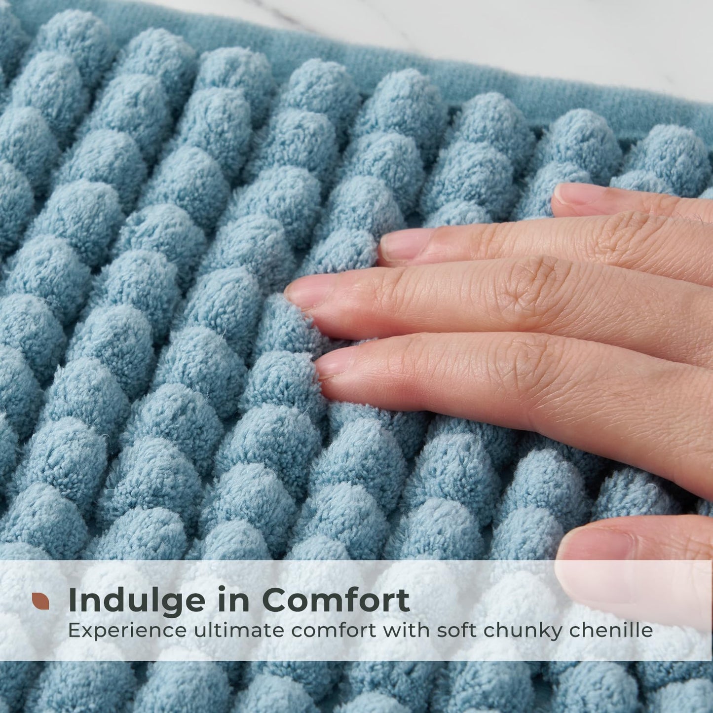 FRESHMINT Thick Chunky Chenille Bathroom Rug, Black, 20"x32" | Non-Slip Backing, Water Absorbent Surface, Machine Washable Care, Cushioned Comfort, Bathroom Floor Use BST220