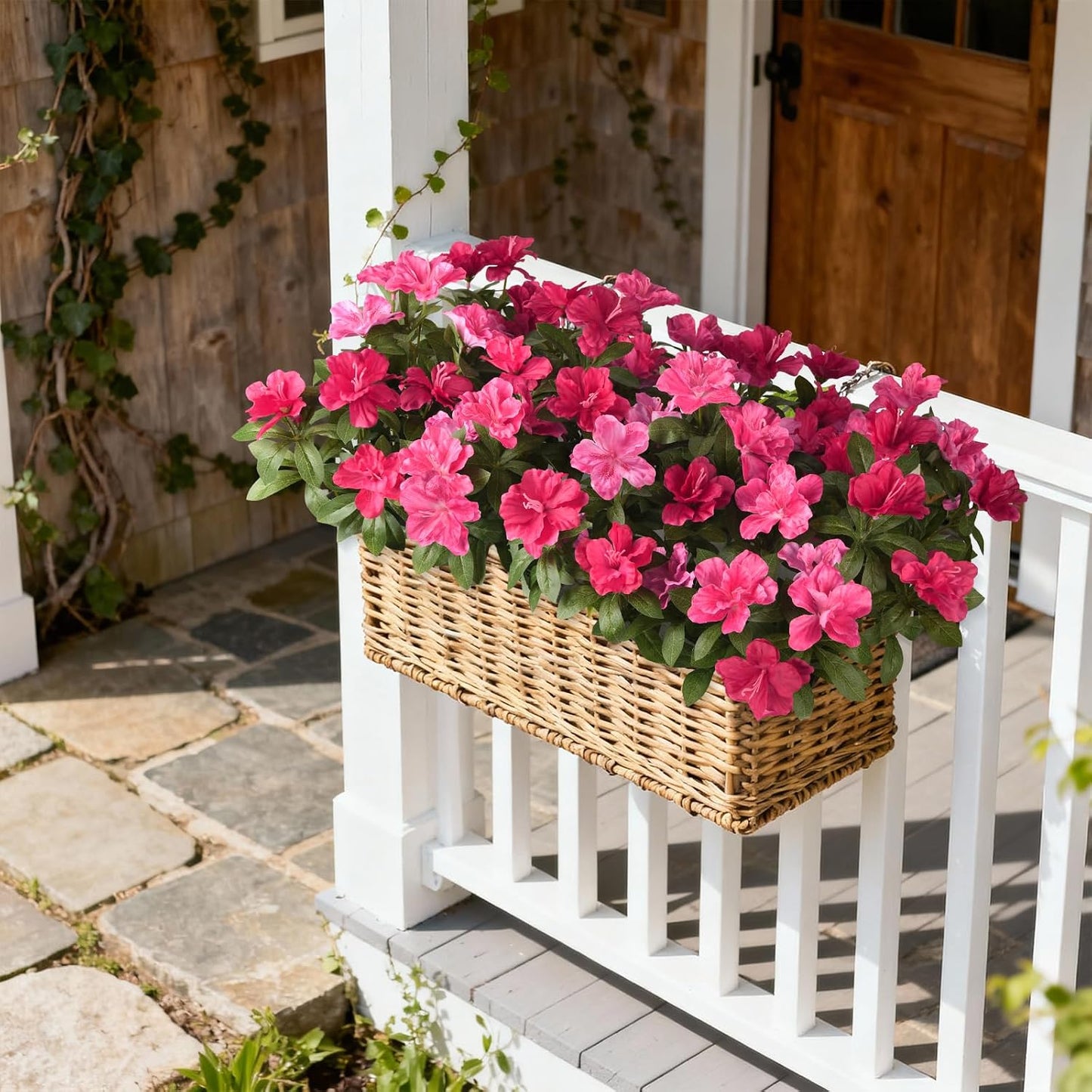 Hommyea Artificial Fake Flowers for Outdoor, 8 Bundles Faux Plants Silk Flowers Spring Decoration UV Resistant No Fade Plastic Flowers for Outside Planters Home Porch Patio Yard Garden Decor WN420