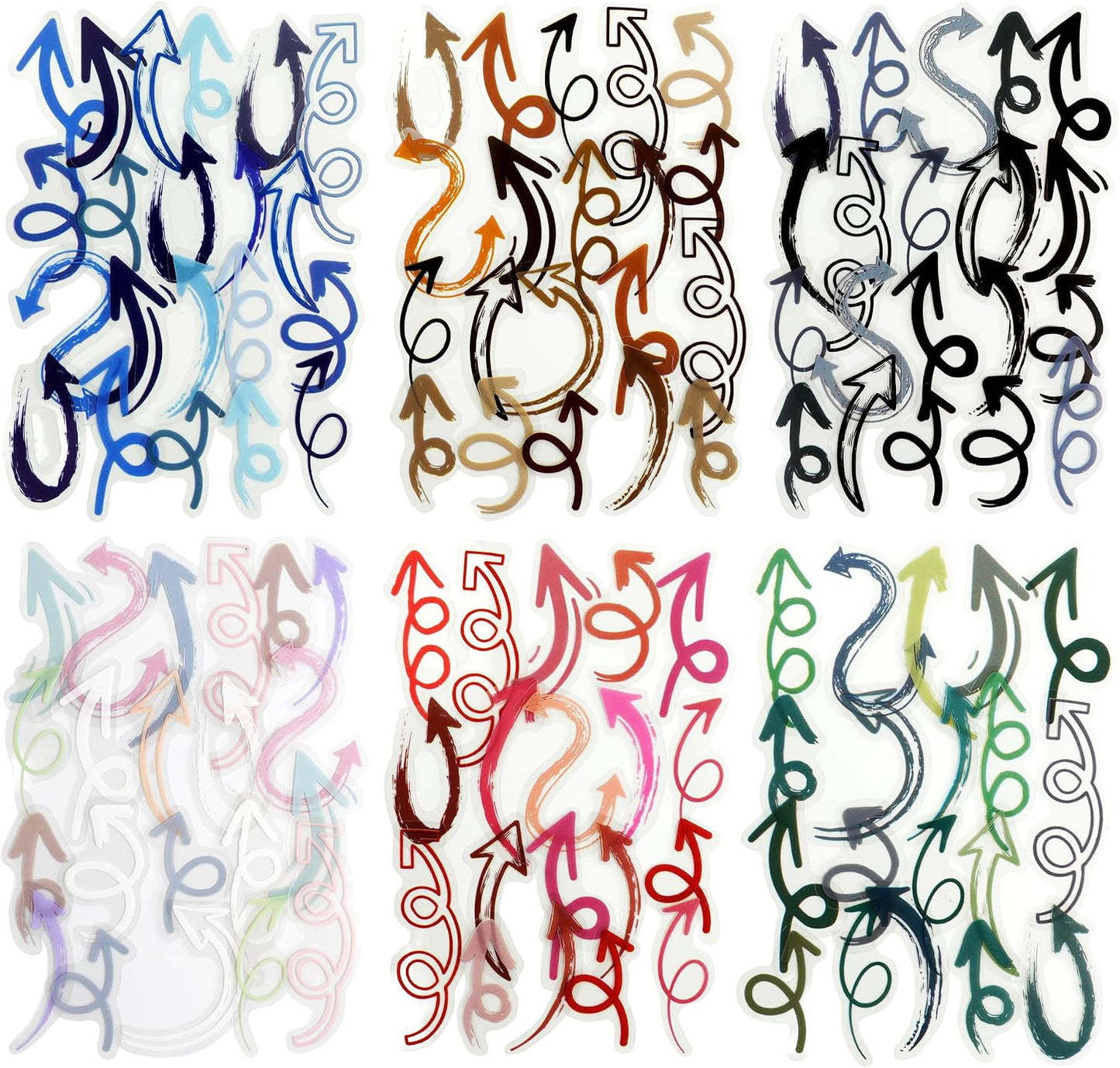 180 Pcs Clear Loop Arrow PET Stickers for Scrapbook Journal BST202