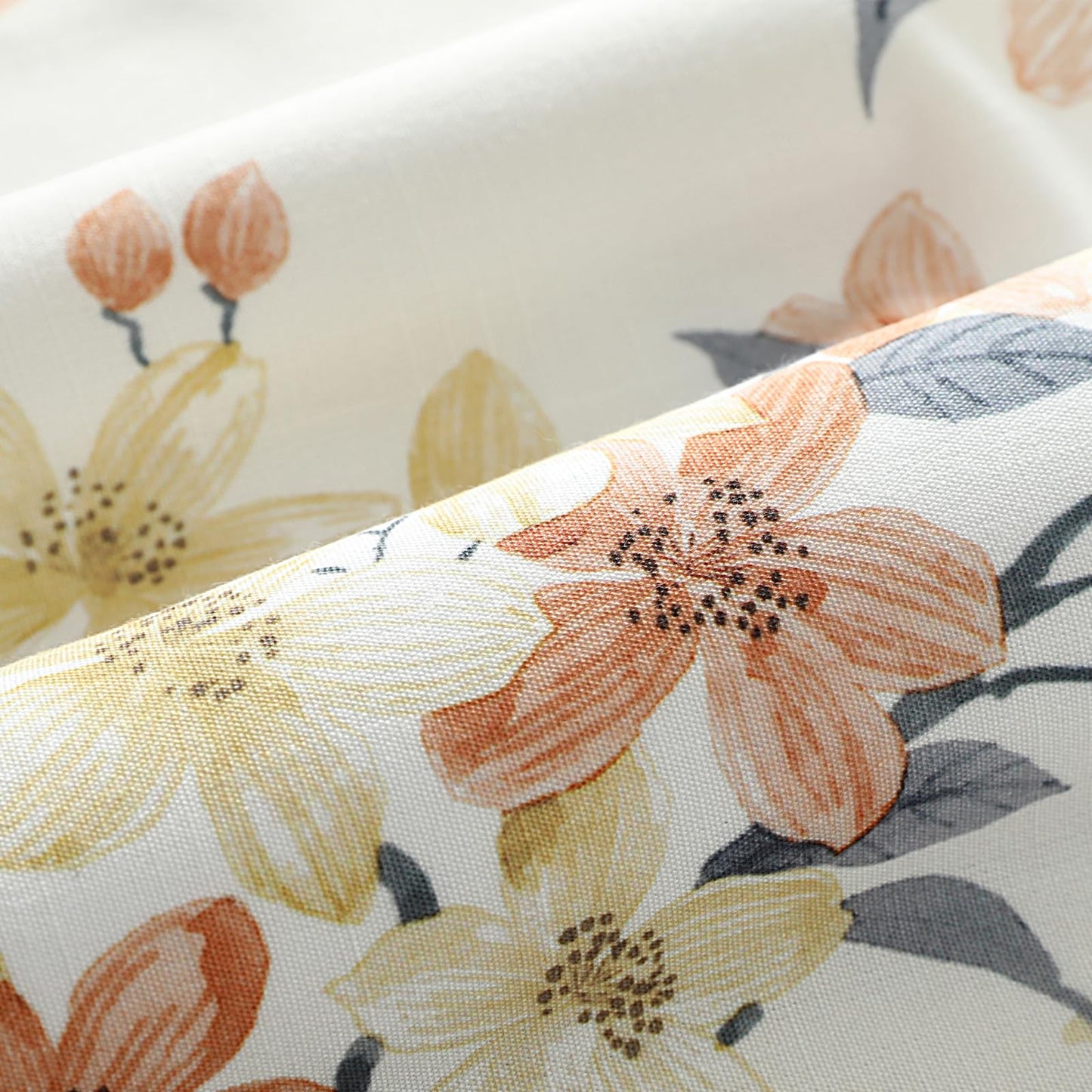 Leeva Farmhouse Kitchen Valances for Windows, Watercolor Blossoming Floral Print Curtains, Soft Faux Linen Curtain Toppers and Valances for Bedroom, 60 x 14 Inch, Brown & Grey, 1 Panel BST220