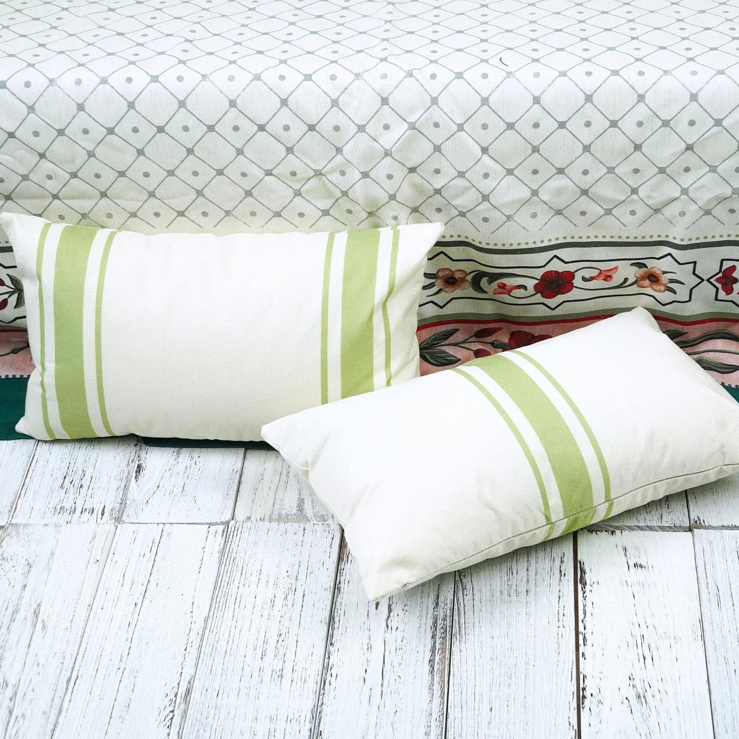 ONWAY Outdoor Pillow Covers Waterproof 18x18 Set of 2 Decorative Linen Throw Pillow Cover Beige and Black Striped Outdoor Pillows for Patio Furniture BST220