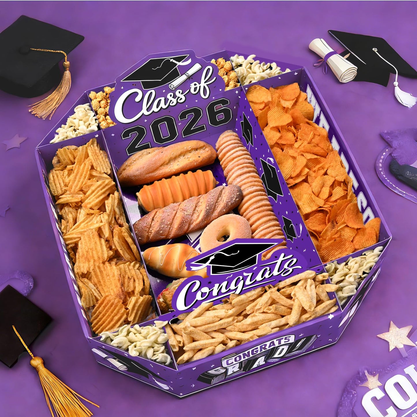 Gatherfun 2026 Graduation Party Supplies Kit - Class of 2026 Decor Set with Congrats Grad Food Trays, Graduation Decorations & Favors for a Memorable Grad Party（Red & Black） BST326H