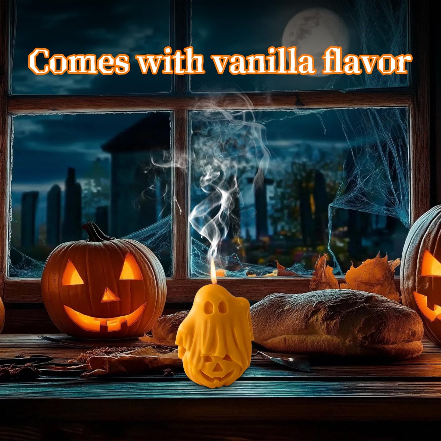 Halloween Ghost Pumpkin Candles with Fragrant Halloween Decor Candle for Home and Table Decorations 2.6 * 2 * 1.9 Inch BST202