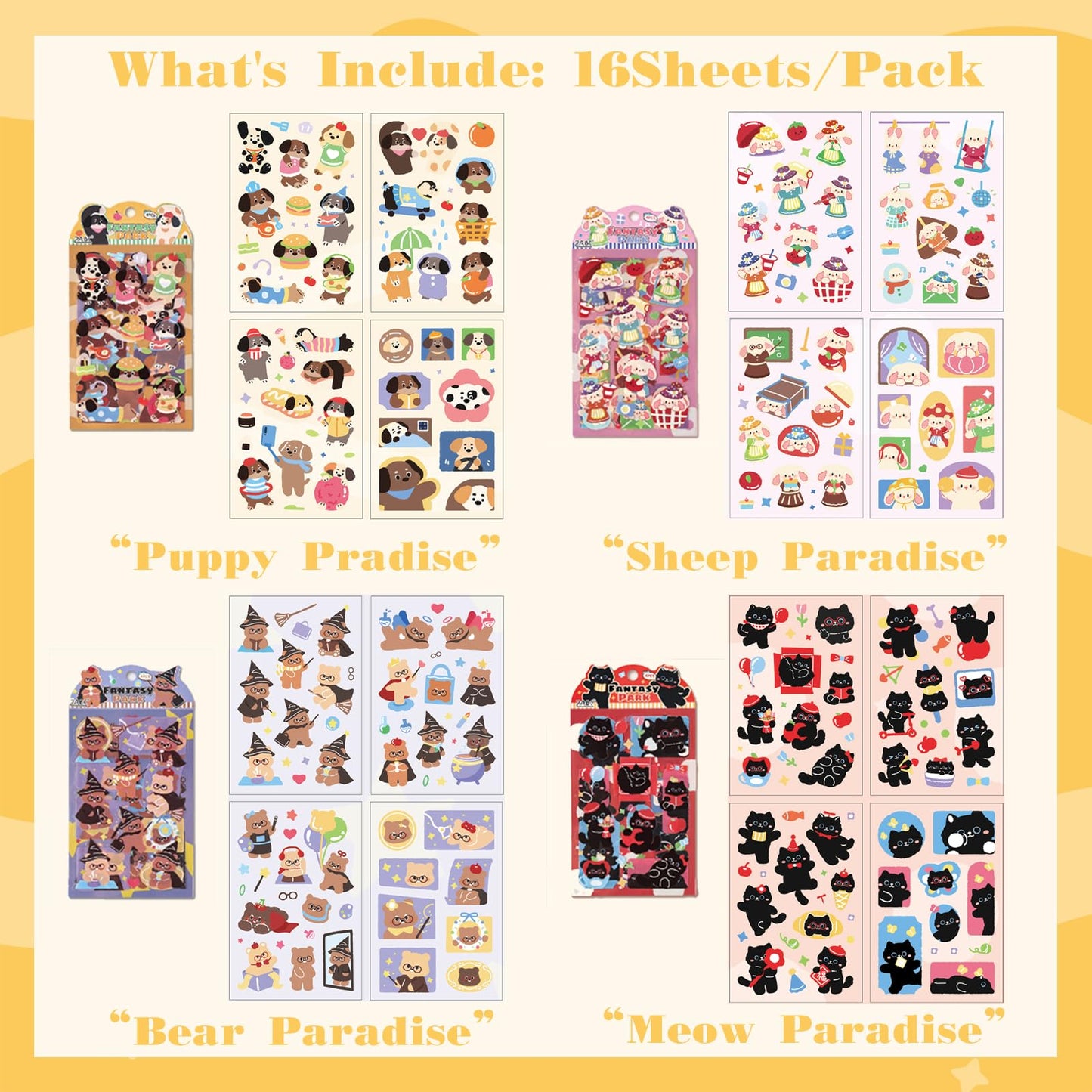 Deco Stickers Pack of 24 Sheets Korean Style Photocard Animal Rabbit Beer Confetti Polco Decorative Stickers for Scrapbooking (Cream) WN420