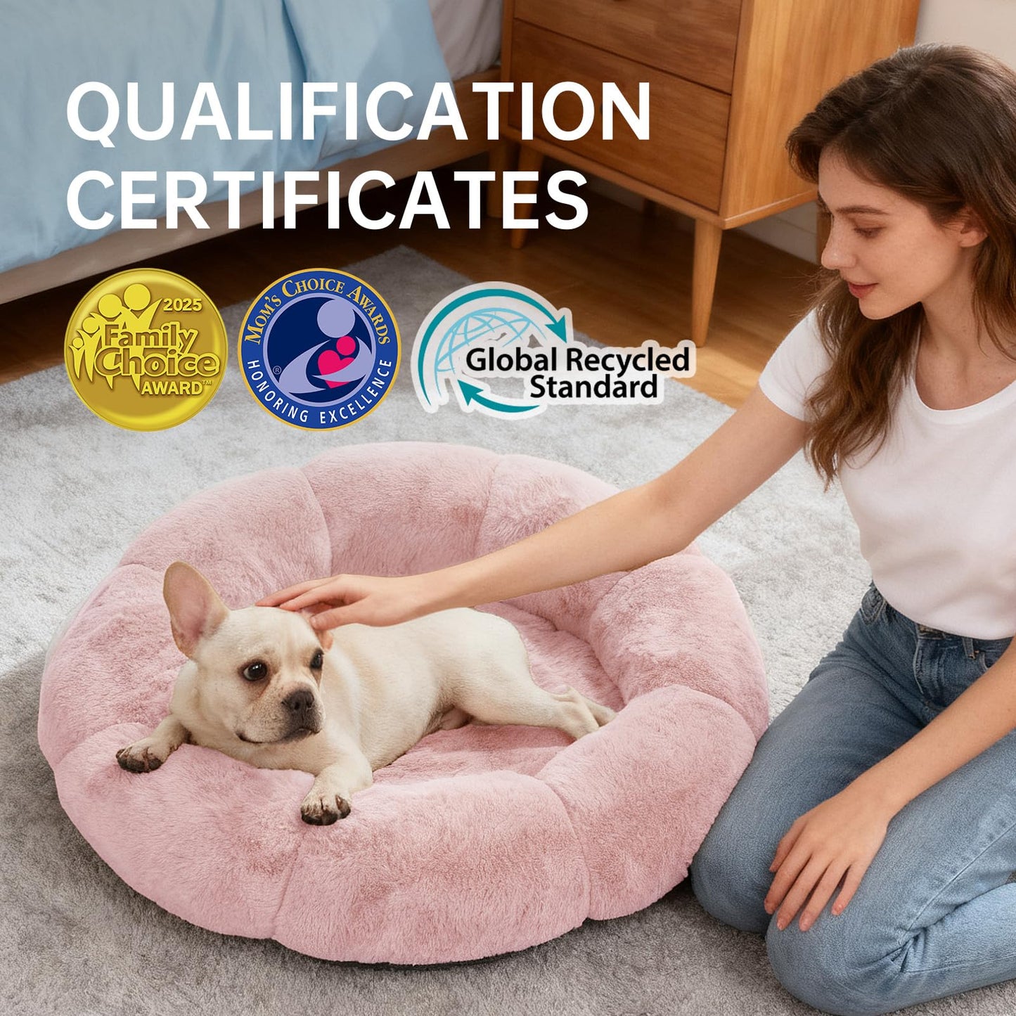 OhGeni 20 inches Calming Donut Dog & Cat Bed for Small Pets N28