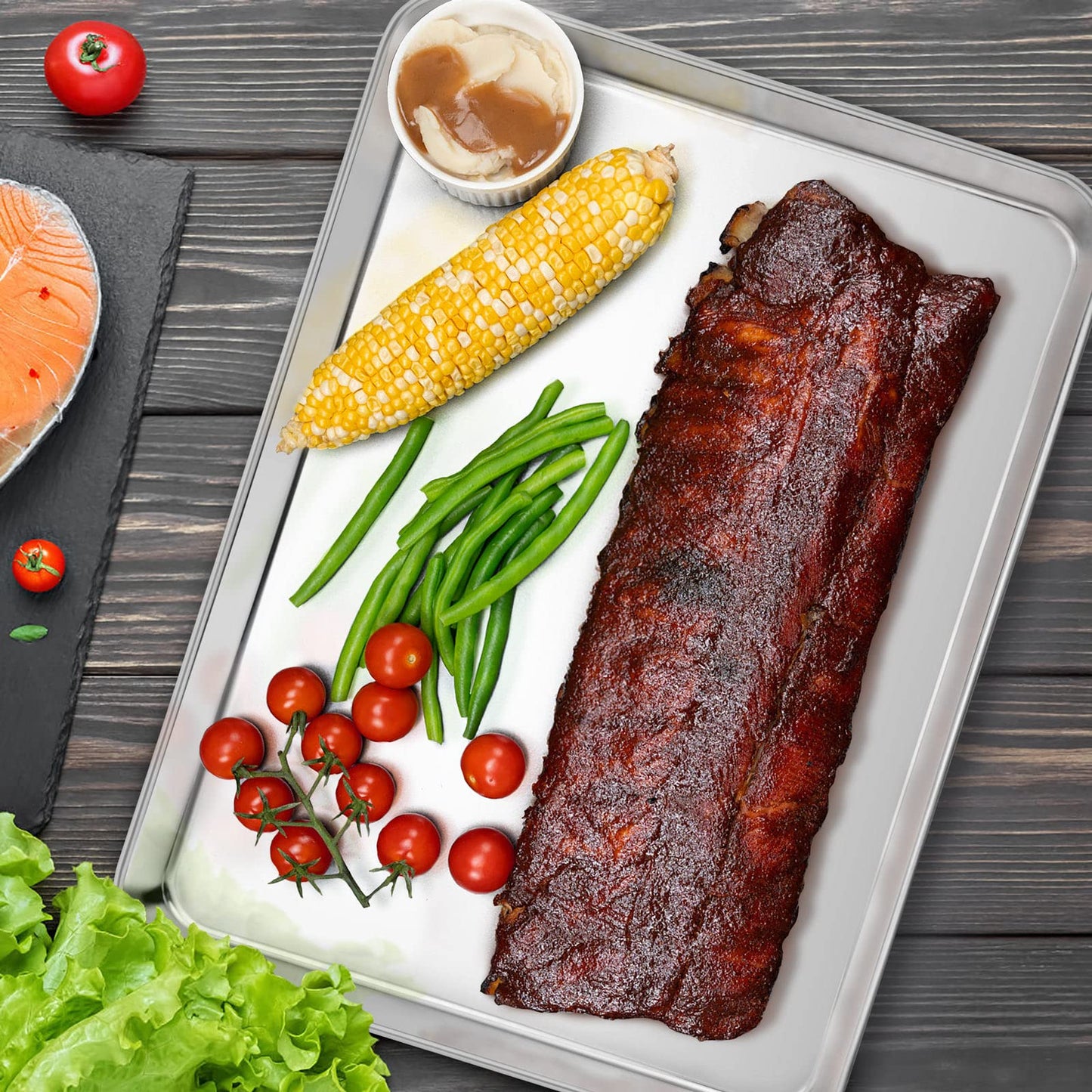 E-far Cookie Sheet with Rack Set, Half Sheet Baking Pan for Oven Cooking, 18”x13” Stainless Steel Rimmed Tray with Wire Cooling Rack for Roasting Broiling Bacon Meat Steak - Dishwasher Safe BST220