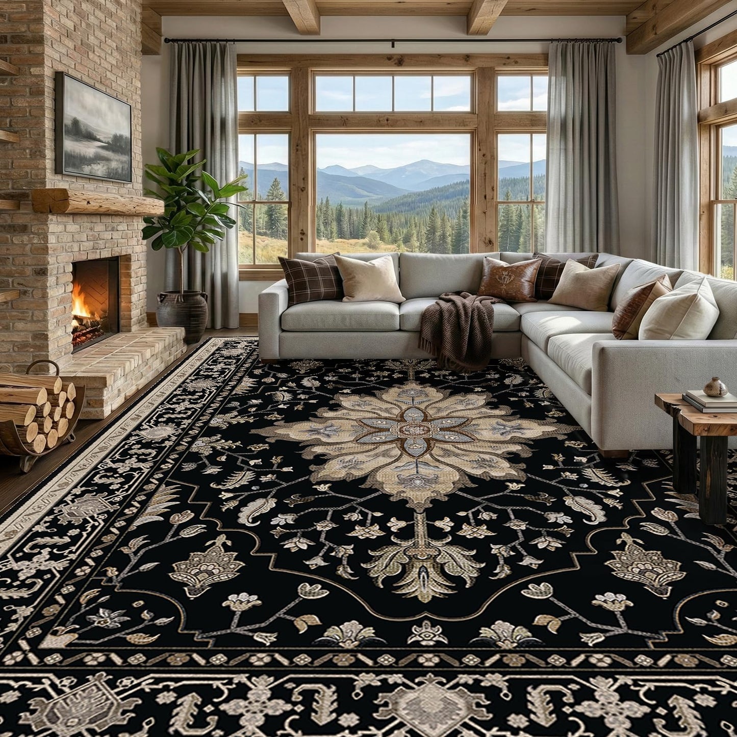 RELEANY Area Rugs Runner 2'x6' Washable Non-Slip, Floral Vintage Distress Medallion Carpet for Kitchen Hallway Bedroom Beside Laundry Room Bathroom, Teal Green Lake Blue Turquoise DD1210