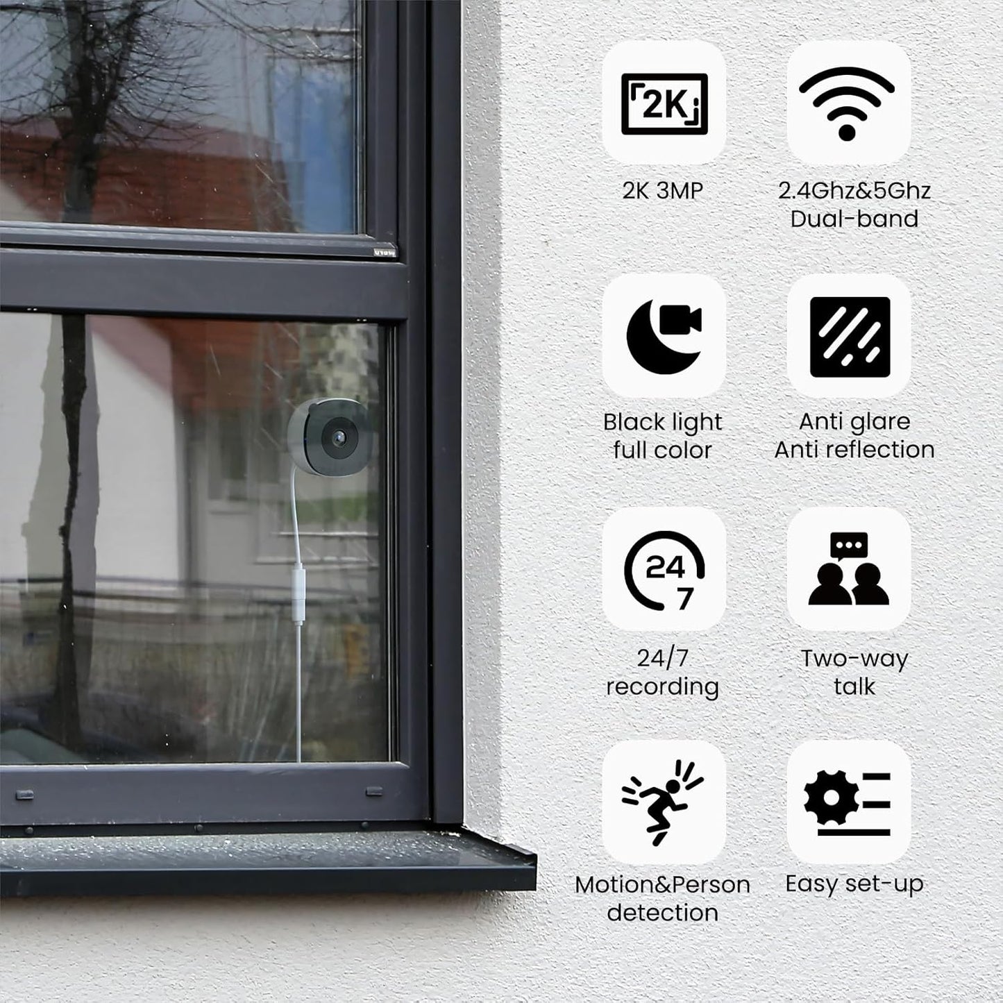 INFIYA K1 2K Dual Band Wi-Fi Window Camera 2 Pack 72
