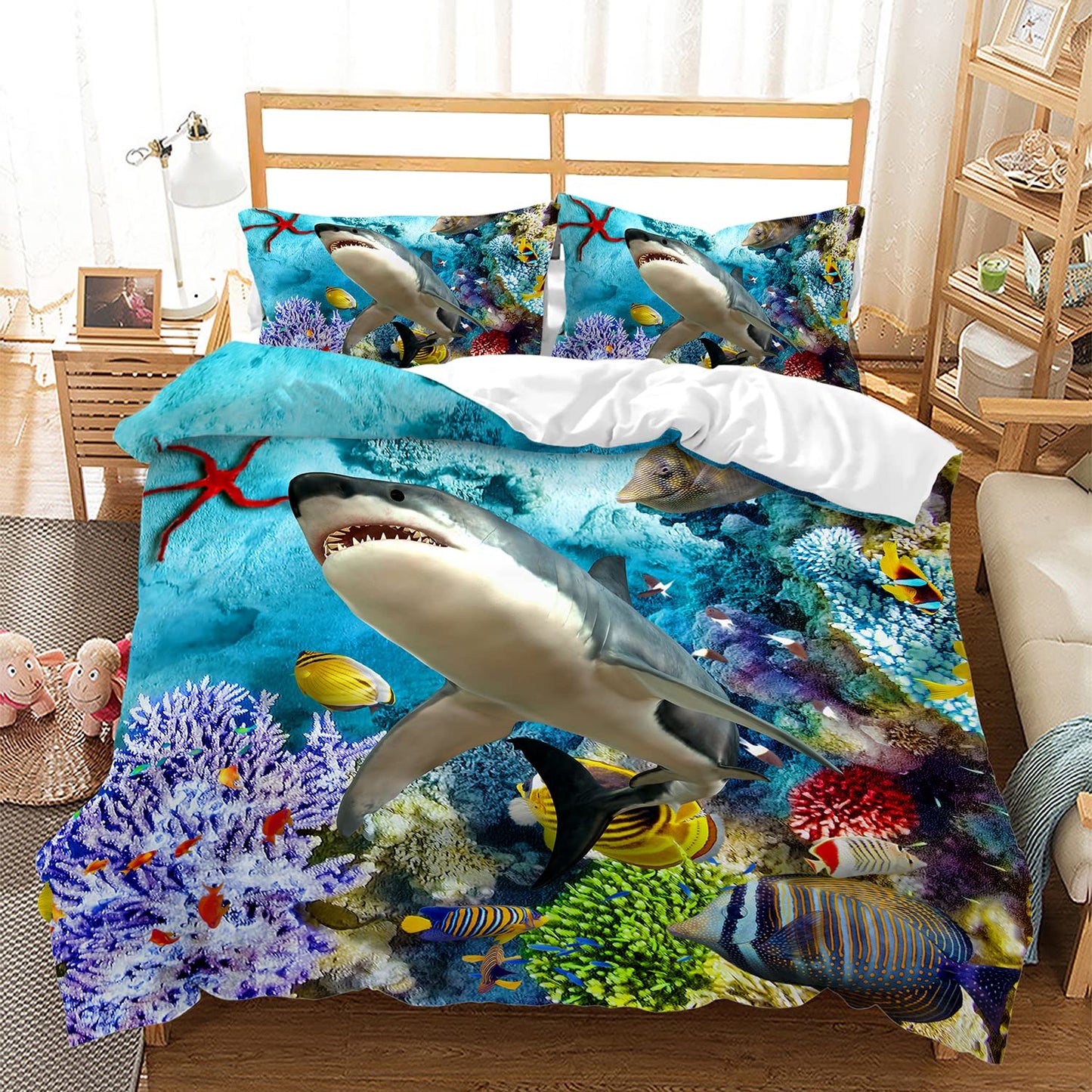 CVHOUSE Deer Hunting Duvet Cover Full Size,American Flag Bedding Set,Deer Theme Comforter for Boys Kids Teens,1 2 Pillowcases 3 Piece Full 79'x89' BST220