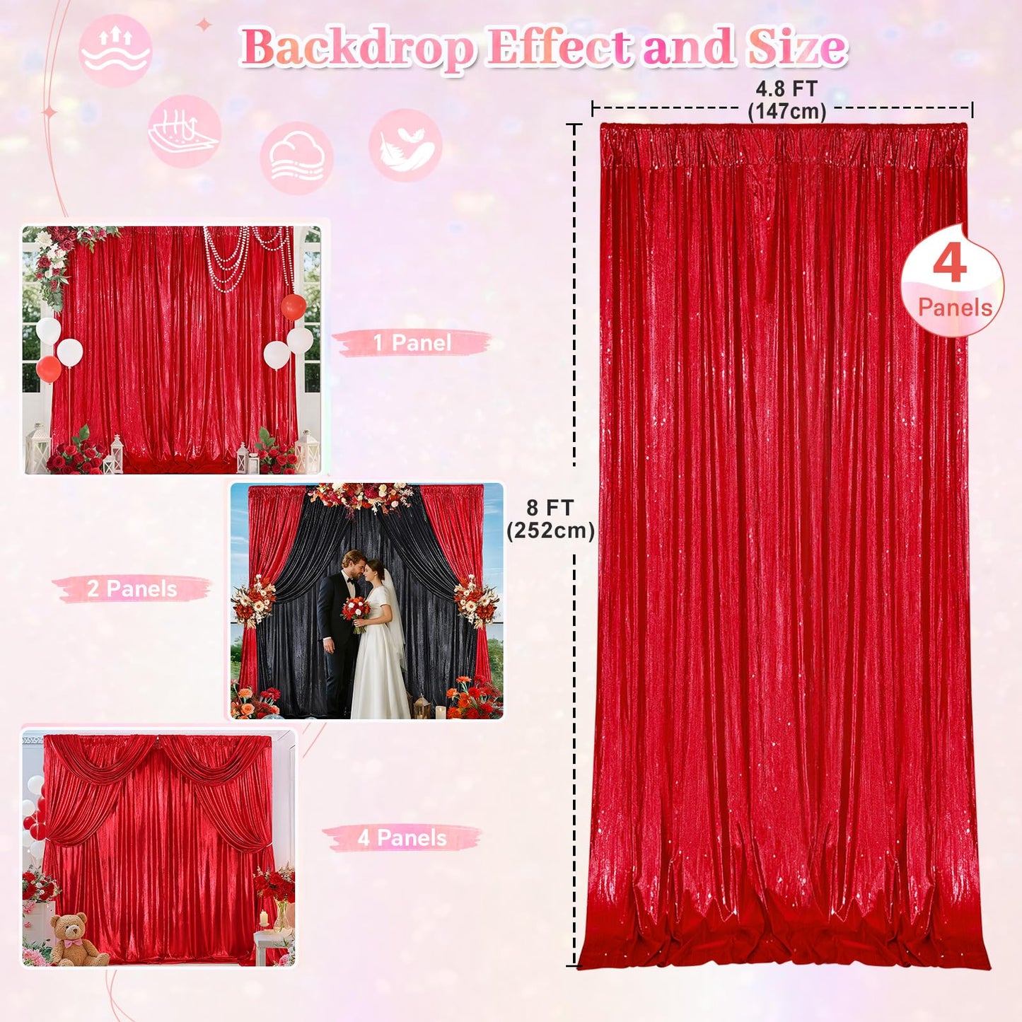 Gold Backdrop Curtains for Birthday Party: 4.8ftx8ft Sequin Background Baby Shower Curtain Drapes for Graduation Arch Backdrop WN420