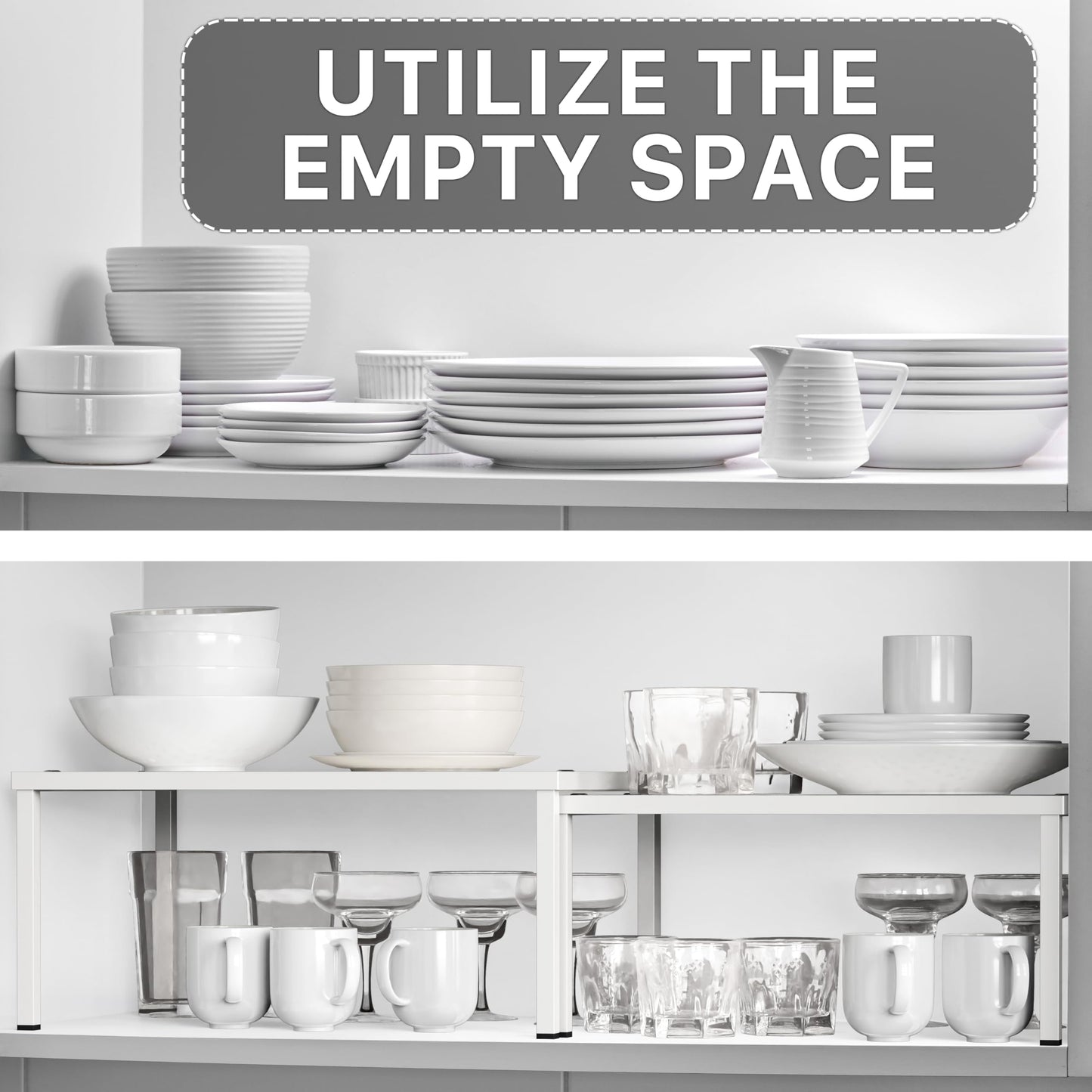 Simple Houseware Expandable Stackable Cabinet and Counter Shelf Organizer with Steel Surface, 9" D x 12.75" W x 5.9" H, Bronze