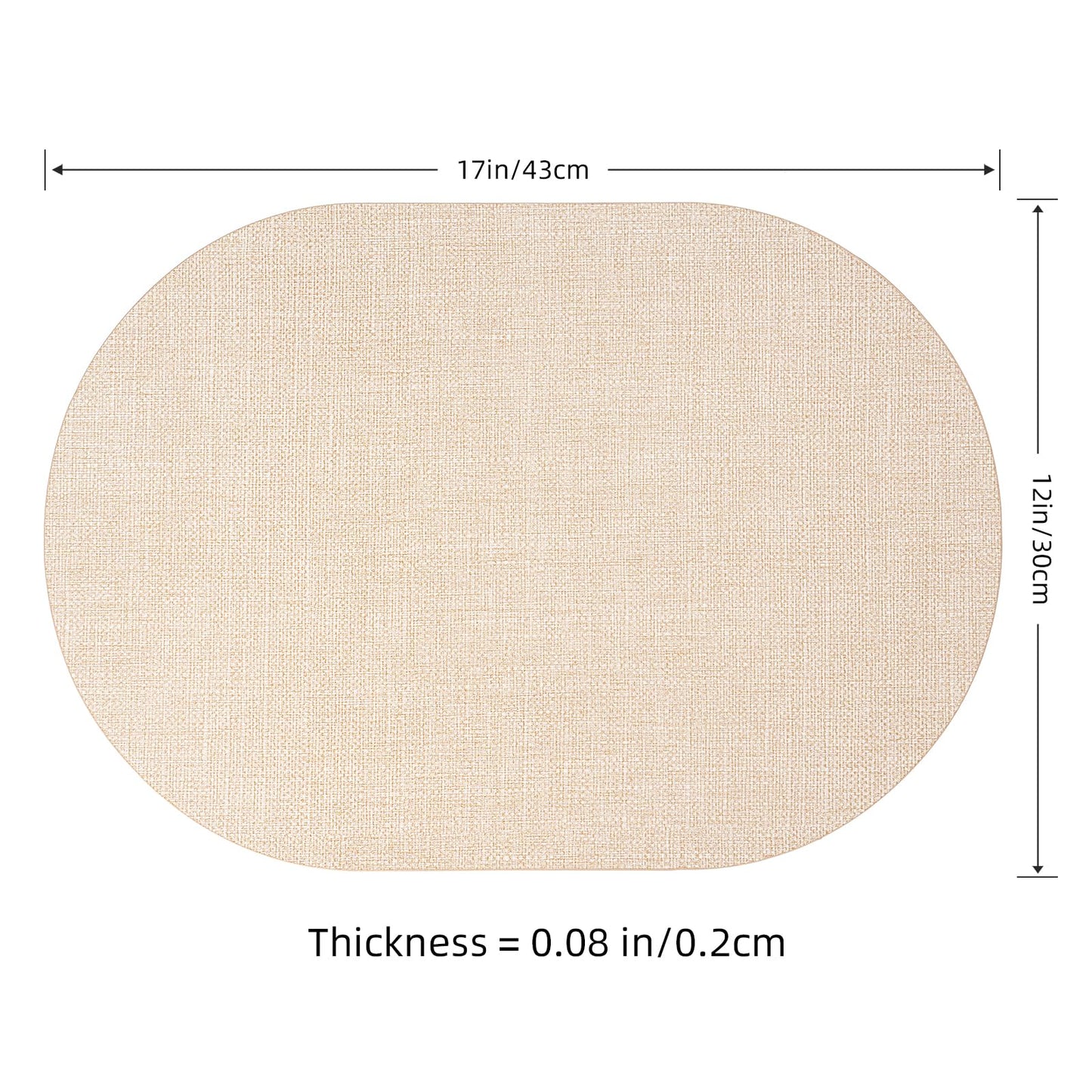 Faux Leather Placemats Set of 6, Wipeable Waterproof Stain Resistant Table Mats, Heat Resistant Thick Placemats with Hand-Painted Edges for Kitchen Dining, Imitative Linen Texture, Various Shapes BST326H