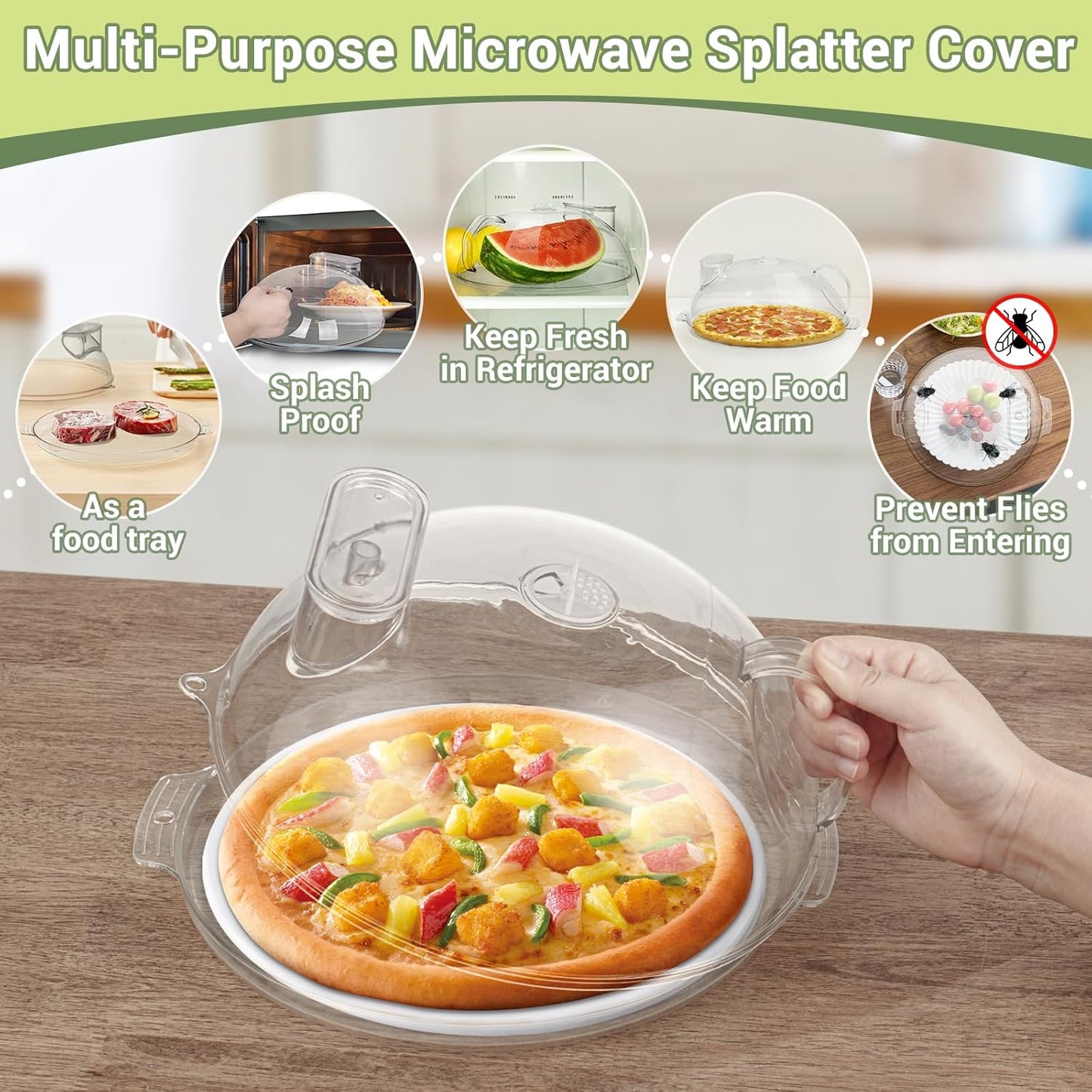 WENWELL Microwave Cover with Water Steamer & Tray Food Protector Splatter Guard 85