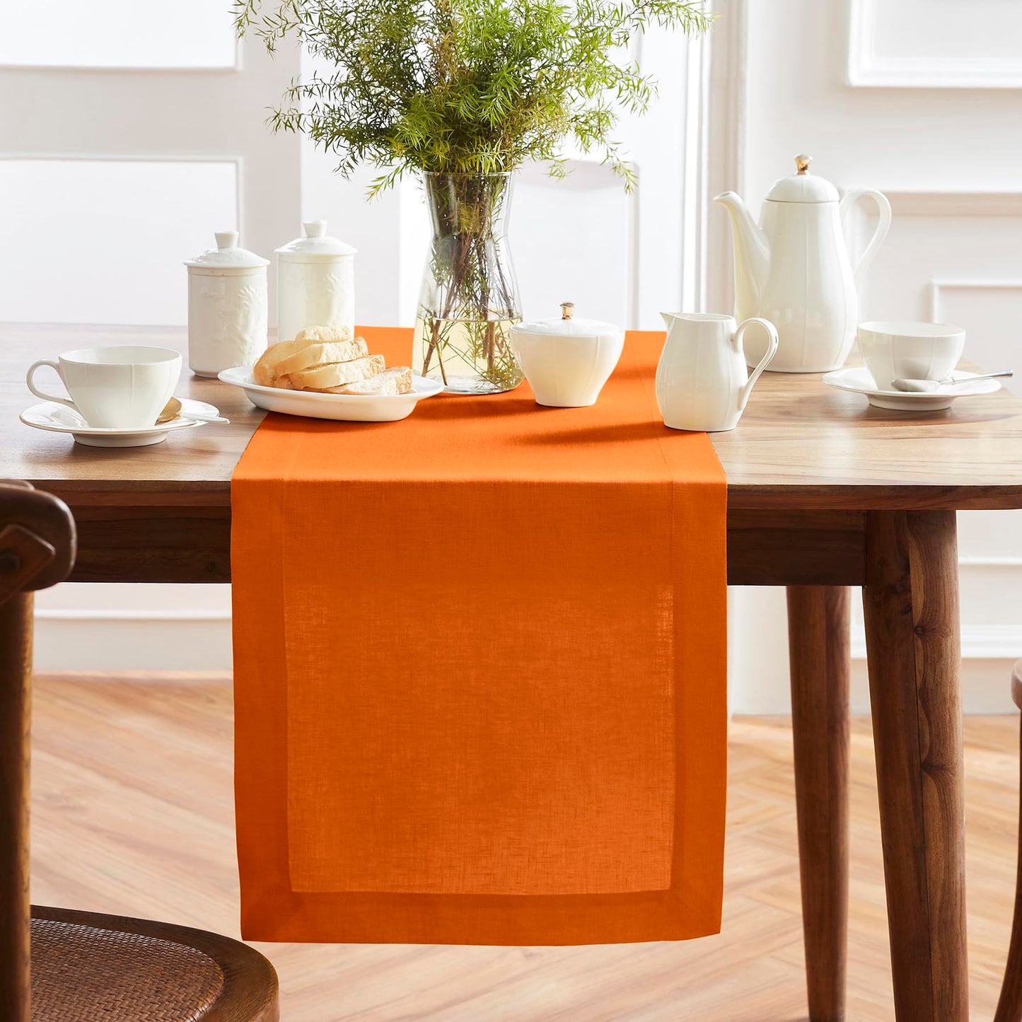 Solino Home 100% Pure Linen Dining Table Runner Cordovan, Sonoma 14 x 48 in | Table Runners for coffee tables, entryway tables and layered dresser styling | prewashed, relaxed drape | OEKO-TEX Certified BST326SOLH