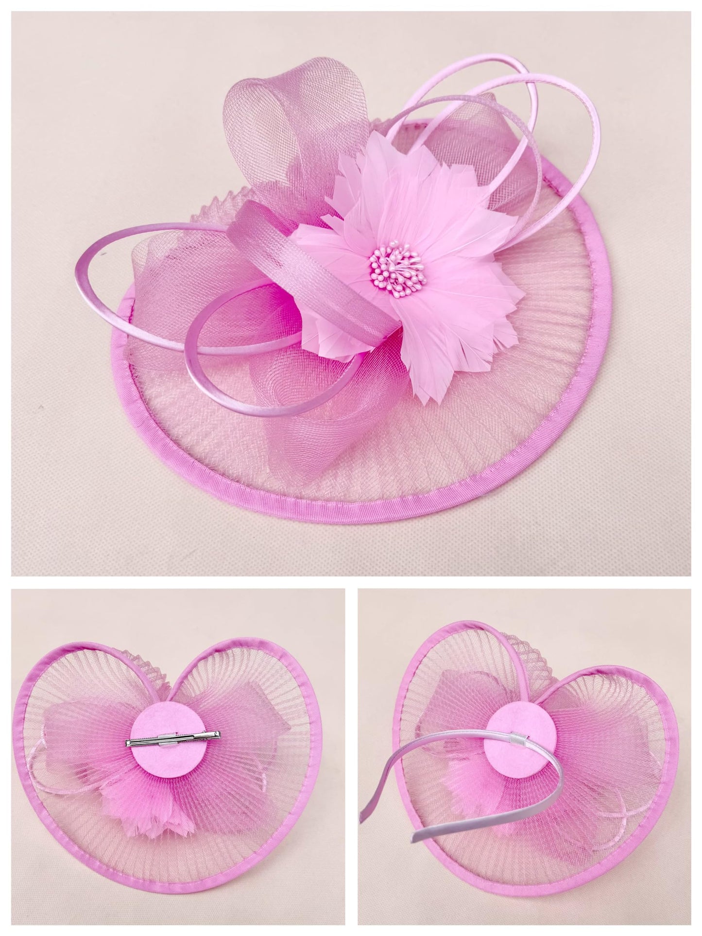 SAFERIN Elegant Women's Fascinator Hat with Veil and Feather Hair Clip Headpiece for Weddings Tea Party WN420