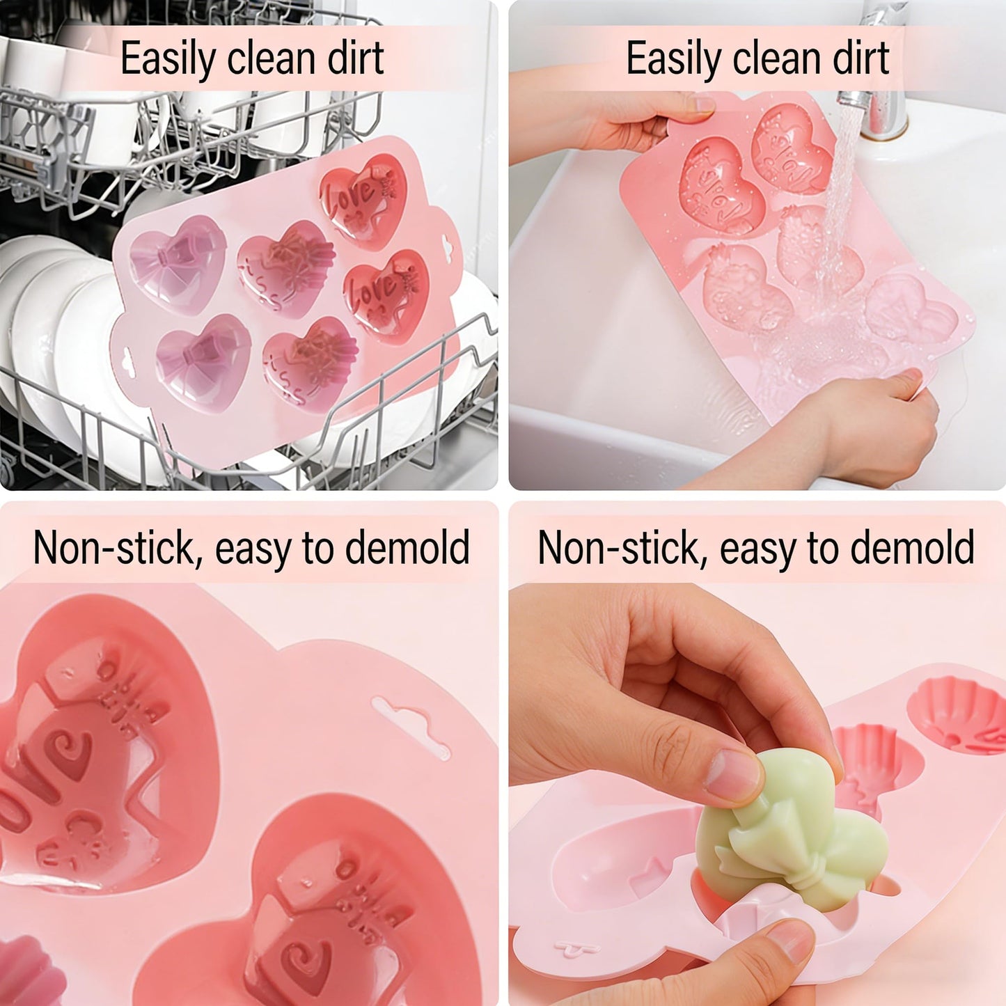 2 Pack Love Heart Silicone Chocolate Bomb Mold DIY Non-stick Silicone Handmade Mold for Valentine Chocolates, Cake, Hard Candy, Baking, Gummy, Ice Cube Trays cake BST202