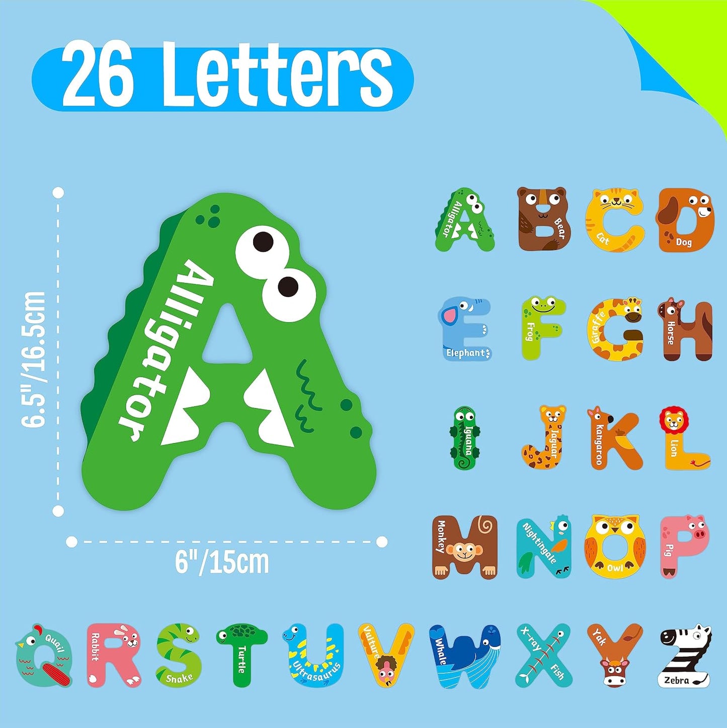 Alphabet Posters, 26 Alphabet Letters Bulletin Board Decor with PET Film Learning Tool Kindergarten Homeschool Supplies for Preschool School & Classroom BST220