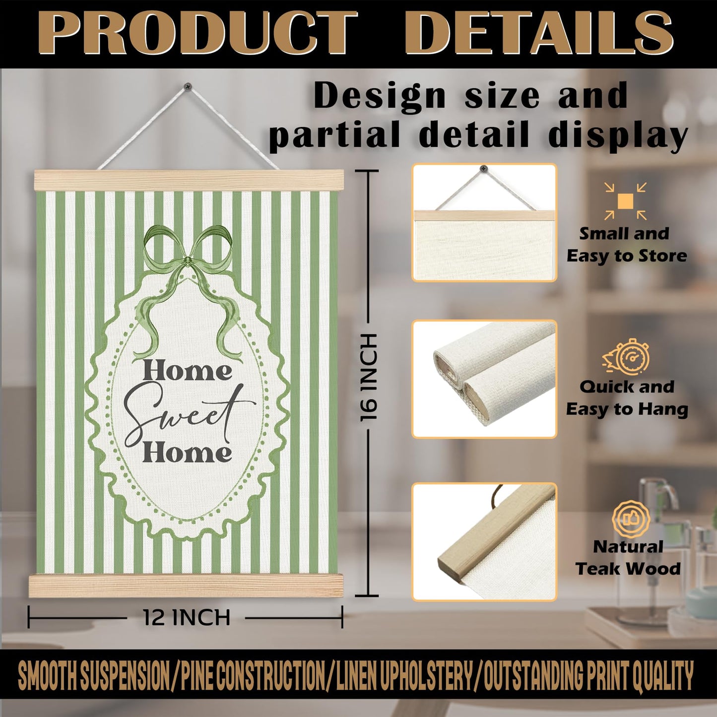 As For Me and My House Wall Decor, Eucalyptus Christian Canvas Poster Hanger Frames, Christian Joshua 24:15 Bible Verses Scripture Wall Decor Prints for Home Bedroom Living Room,12x16 Inch BST202