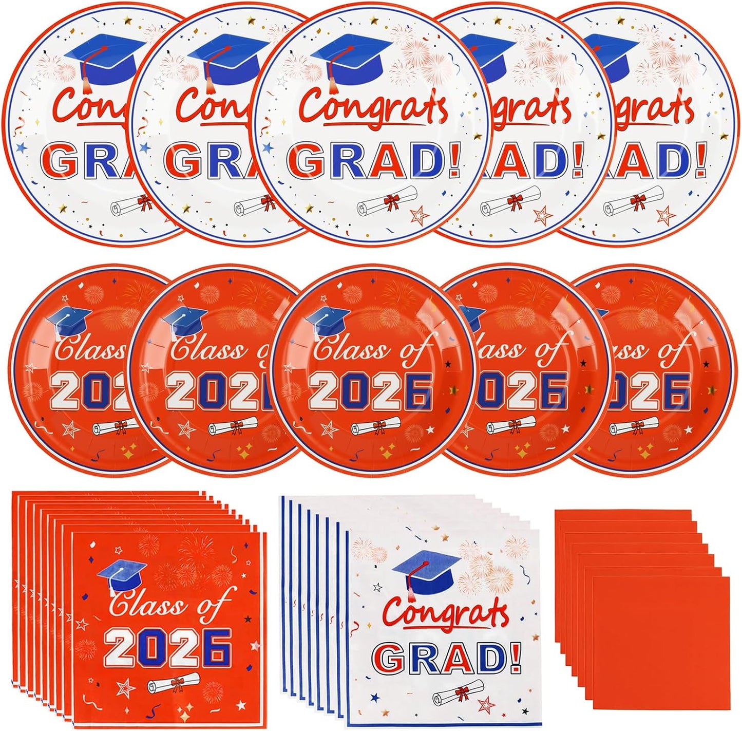 2026 Graduation Plates and Napkins, 320 PCS, Serves 80 | Disposable Class of 2026 tableware set for graduation parties, ceremonies and school celebrations BST202