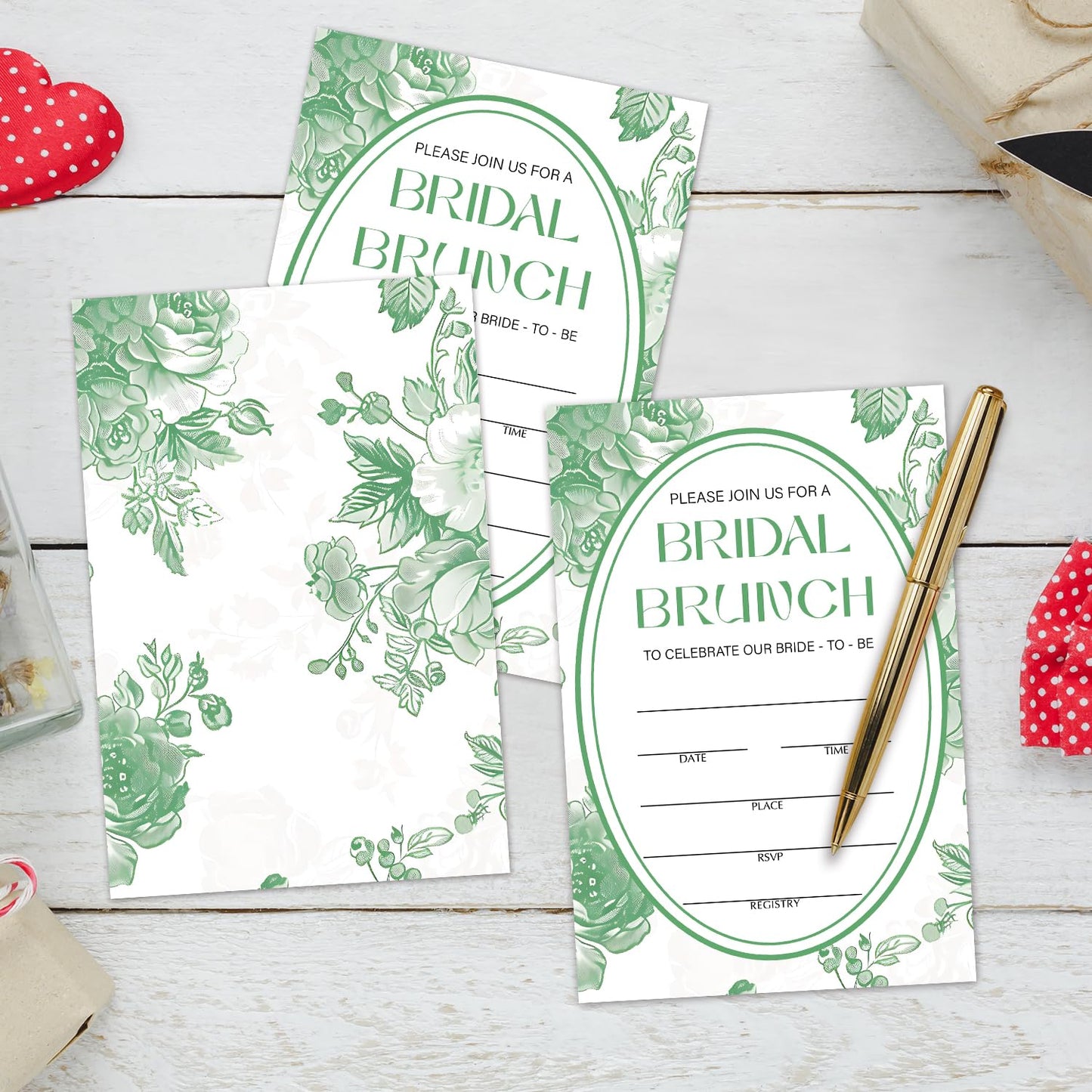 50 Years Anniversary Bridal Shower Invitations Cards, Set of 25 Gold Foil Floral Fill in Style 50th Year Wedding Invites Cards with Envelopes for Couples Marriage Party Supplies-T05 WN420