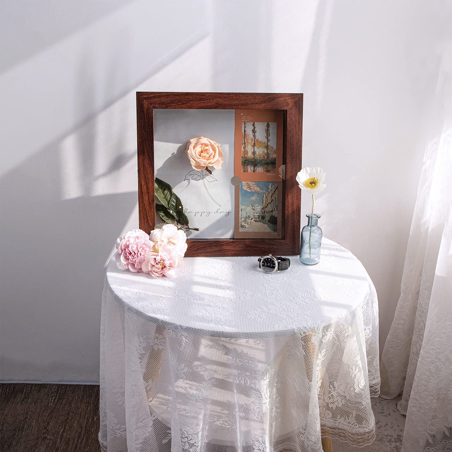 Golden State Art 11x14 Shadow Box Frame Display Case - 2 inch Depth Great for Collages, Collections, Mementos, 6 Pins Included (White, 1 Pack) BST326H