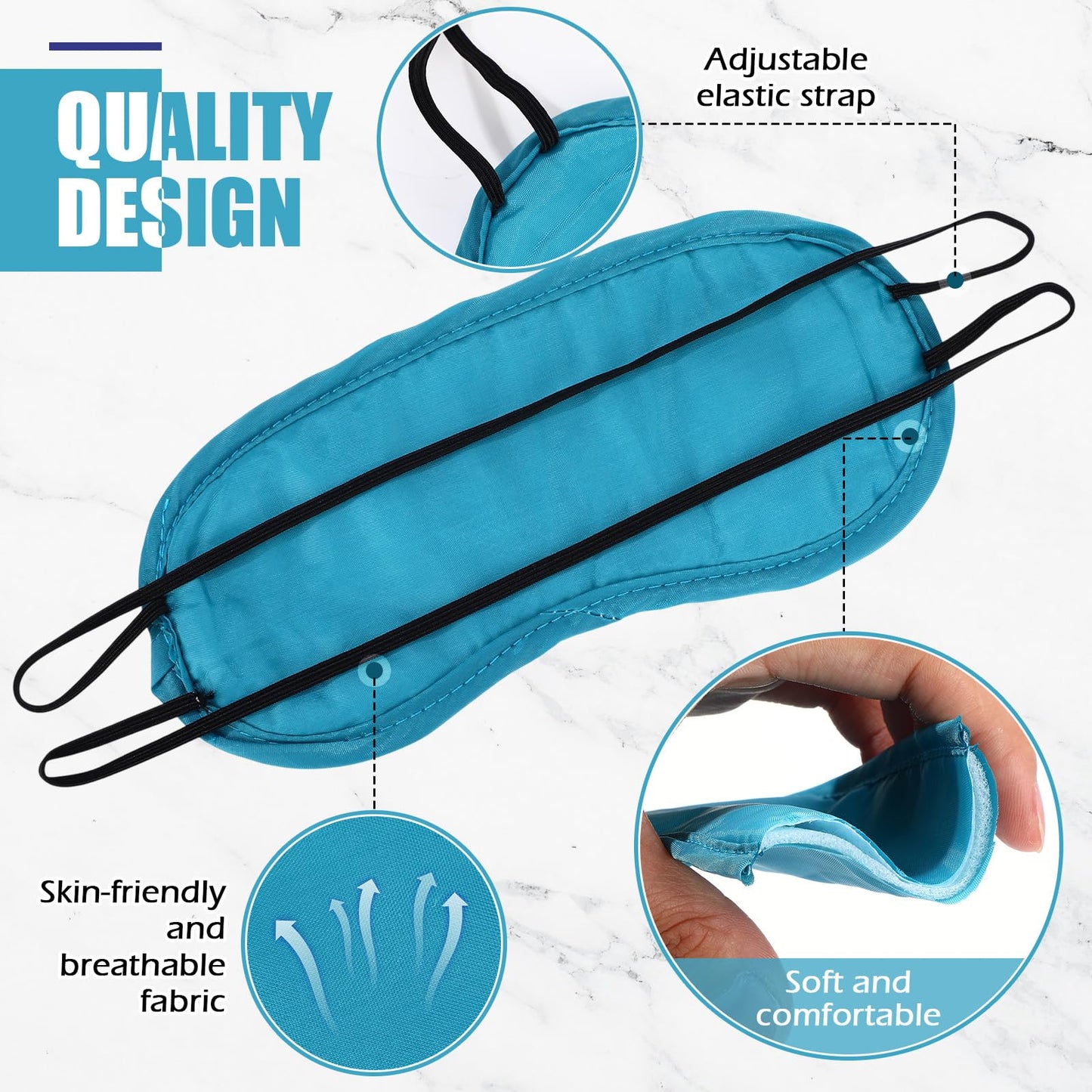 Tarpop 200 Pcs Eye Mask Sleeping Blindfold Eye Cover with Adjustable Strap for Games Party Team Building Travel Individually Wrapped Sleep Mask for Women Men (Blue)