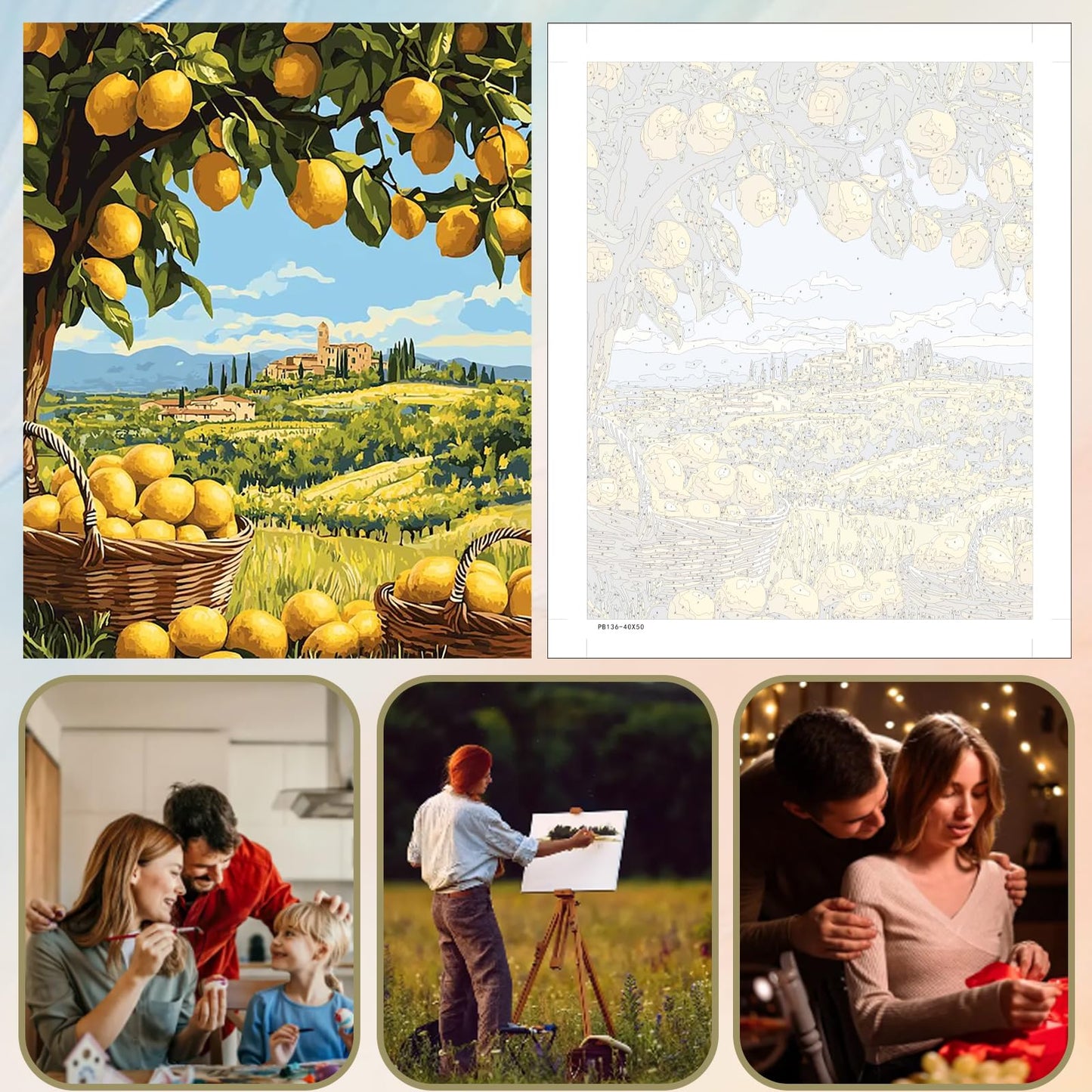 5DDIYART Paint by Numbers for Adults Beginner,Citrus Lemon Fruit Paint by Number Kits on Canvas Without Framed,Paint by Easy Acrylic Painting Home Wall Decor 16x20inch BST220