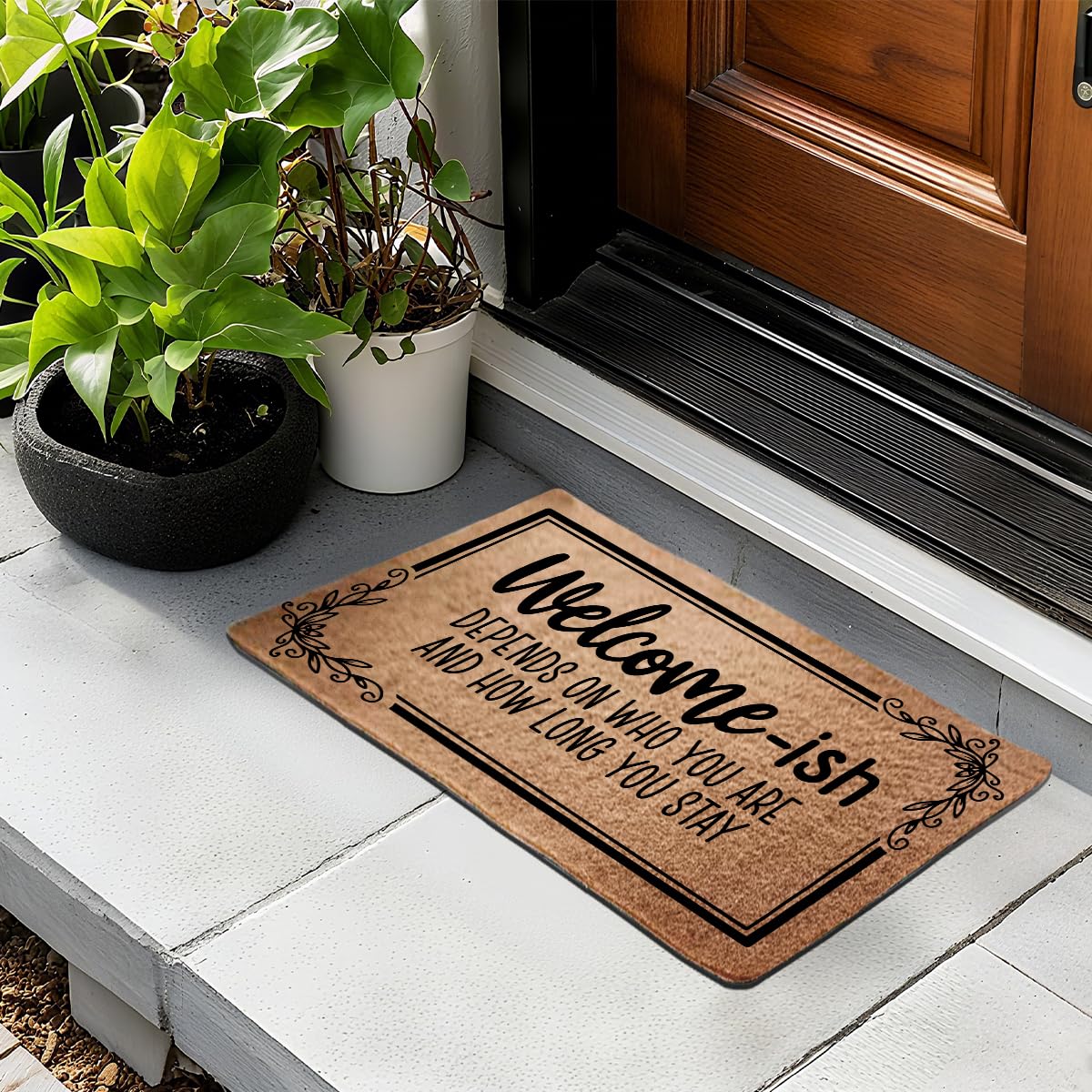 Funny Cat Door Mat 18x30 Inch, Faux Coco Coir Doormat with Non-Slip PVC Backing, Cats Printed Welcome Mat for Outdoor Indoor Entryway Porch Home Kitchen Patio, Cat Lover Gifts for Women Mom BST202