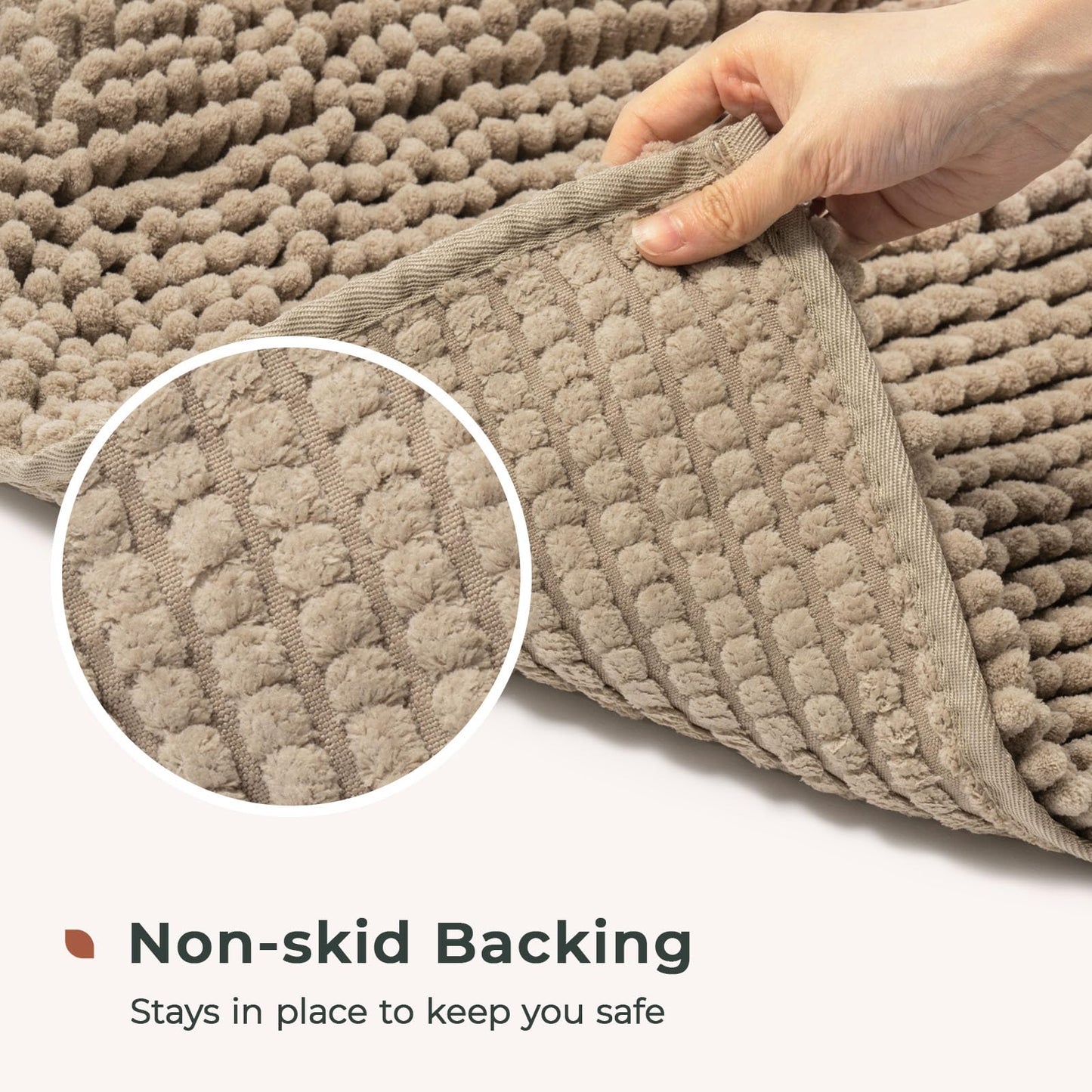 FRESHMINT Chenille Bathroom Rugs Mat 24"x17", Non-Slip Bath Mat for Bathroom Floor & Bathtub, Washable Soft Shower Shag Bath Rugs, Fluffy Thick Water Absorbent Microfiber Shower Mat, Sage Green BST220