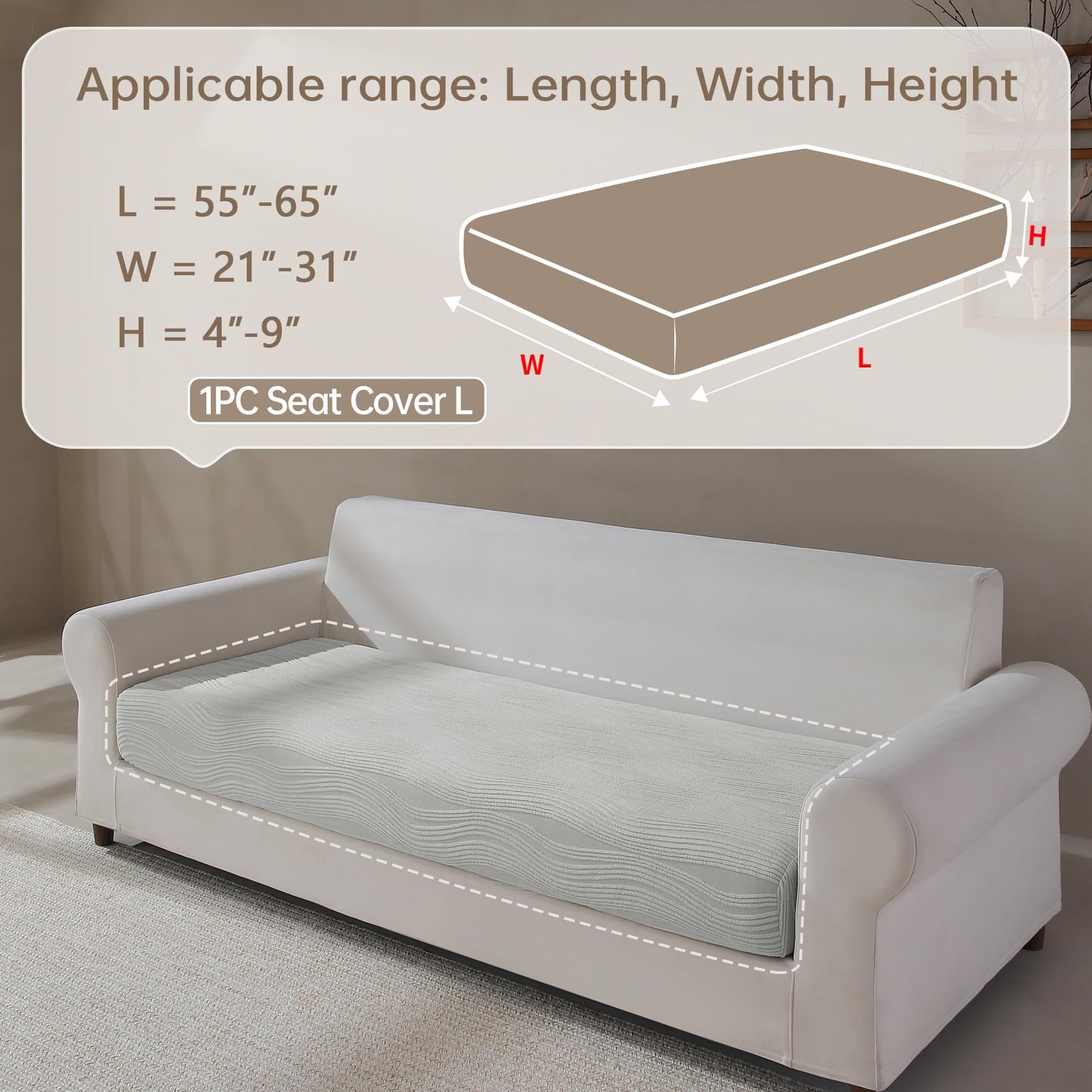 QIANMEW Couch Cushion Covers, Super Stretch Washable Sofa Slipcovers for L Shaped & Modular Seats, Pet-Friendly Furniture Protector with Stripe Design, (2 Seat Covers S, Dark Gray) BST326H