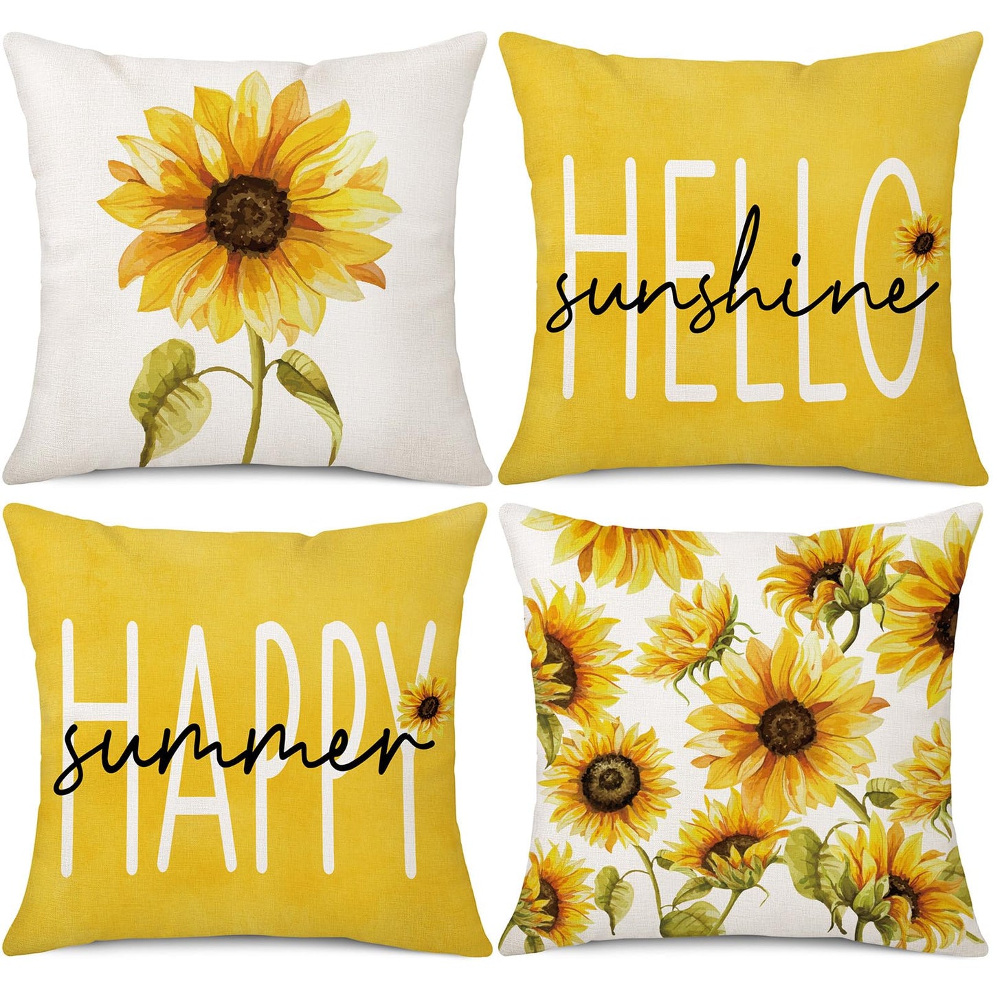 Spring Easter Pillow Covers 18x18 Set of 2 Rabbit Bunny Carrot Truck Spring Flowers Decorative Throw Pillow Covers for Home Office Sofa Bed Couch BST326L