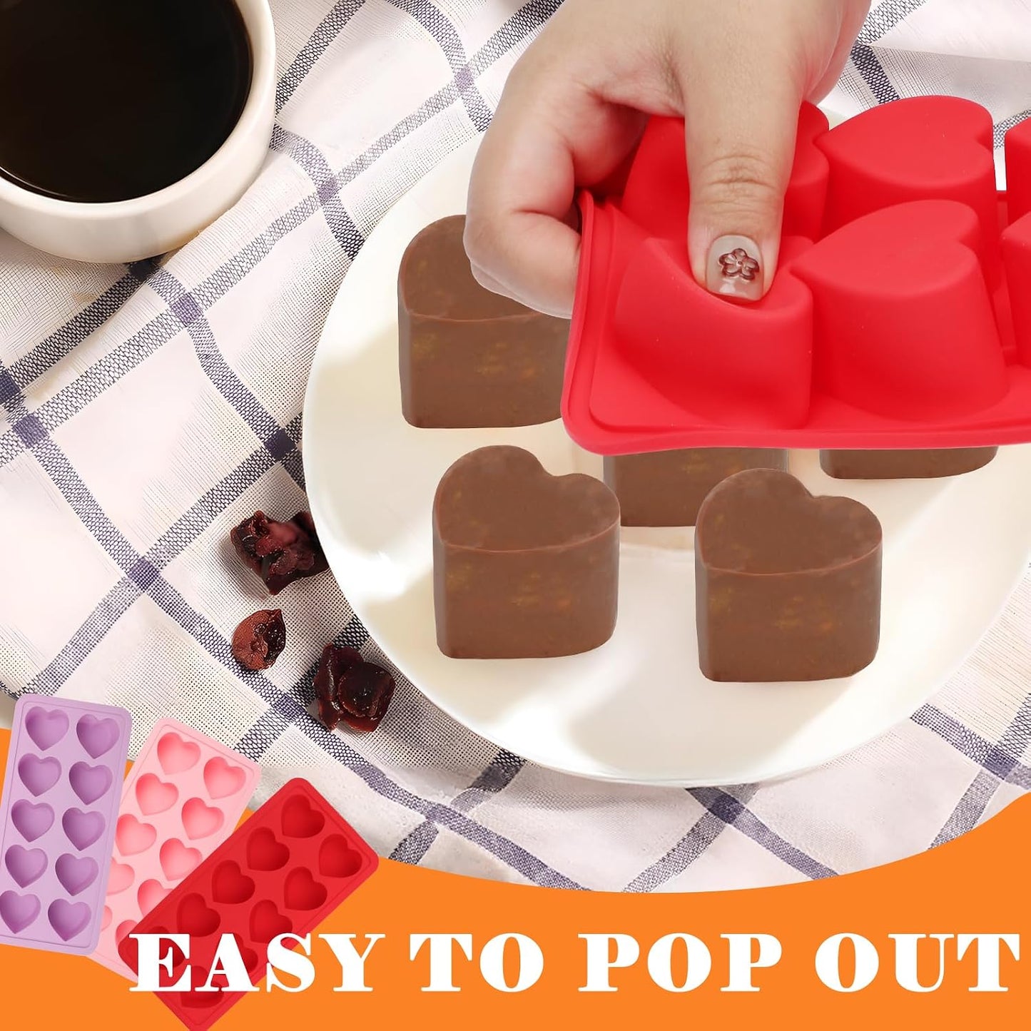 3PCS Heart Shaped Mold Silicone, 10-Cavity Chocolate Heart Mold Silicone Small Non-stick Mould for Baking Homemade Treats Mould for Candy Jelly Gummy Food Candles Epoxy Resin Valentine Crafts BST326L