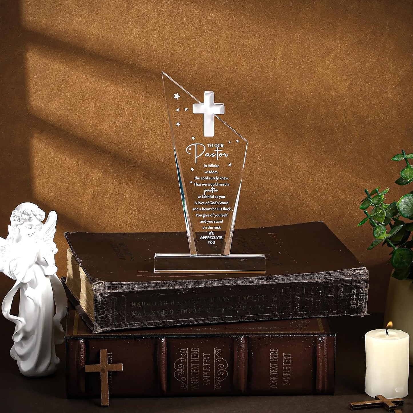 Kosiz 1 Pcs 1 Pcs Pastor Appreciation Gifts Religious Acrylic Cross Plaques for Men Christian Church Gifts for Retirement Keepsake Religious Thank You Decor Gratitude Saying Sign (Classic Pastor) BST326L