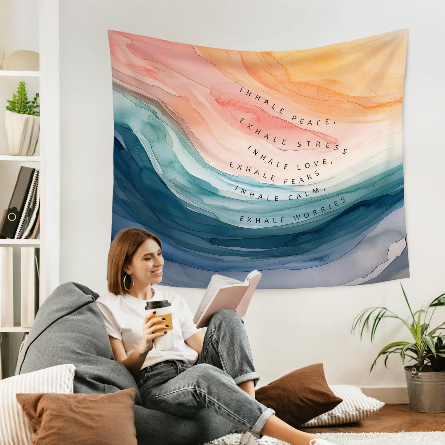 WARDOS Boho Rainbow Classroom Tapestry, Be Kind Motivational Tapestry Wall Hanging, Boho Pastel Rainbow Wall Blanket Decor for Classroom Kids Room Nursery Playroom, 50x60 Inch WN420