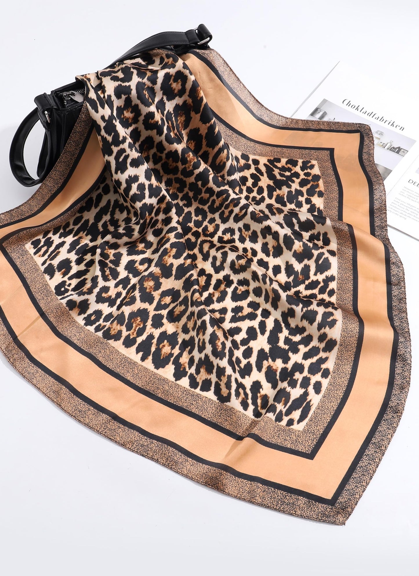 CHLINS 27.5” Square Head Scarf for Women Satin Hair Scarf Silk Wrap Neck Scarves Bandanas for Handbags Accessories WN420