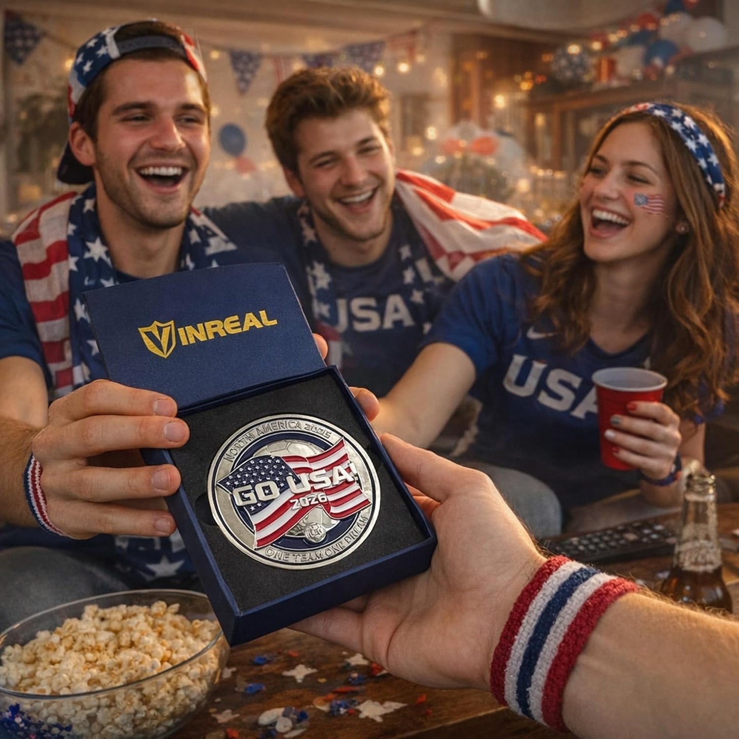 VINREAL GO USA Soccer Fridge Magnet, 3D Zinc Alloy Gift Box | 3D zinc alloy fridge magnet for USA soccer fans, watch parties, lockers, offices, and game-day gifting. BST202