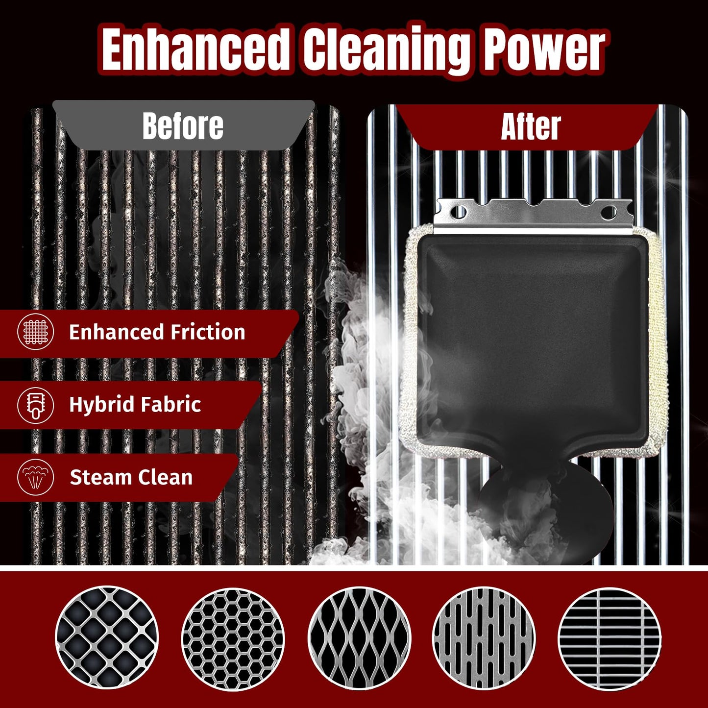 SHINESTAR Grill Brush for Outdoor Grill with 2 Replacement Heads - Cleaning BBQ Grill Brush and Scraper, Grill Brush Bristle Free with Non Metal Bristles, 3-Piece Set for Weber Traeger Grates WN420