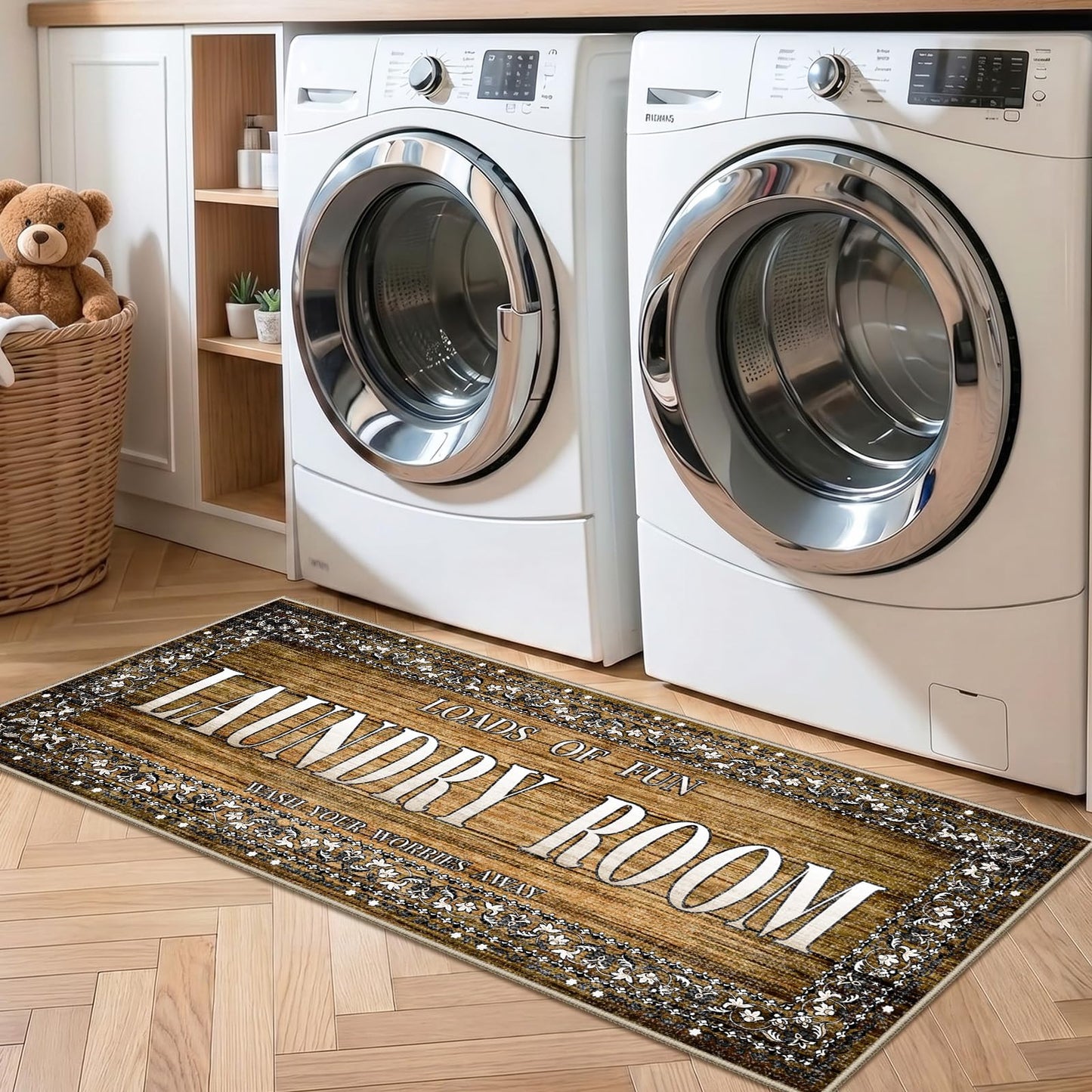 TOPRUUG 2x8 Kitchen Runner Rug: Non-Slip Kitchen Rugs Stain Resistant Kitchen Mats for Floor Low-Pile Carpet for Sink Soft Kitchen Runners Non Skid Washable 8 ft Mat Home Decor 2'x8' Beige BST202