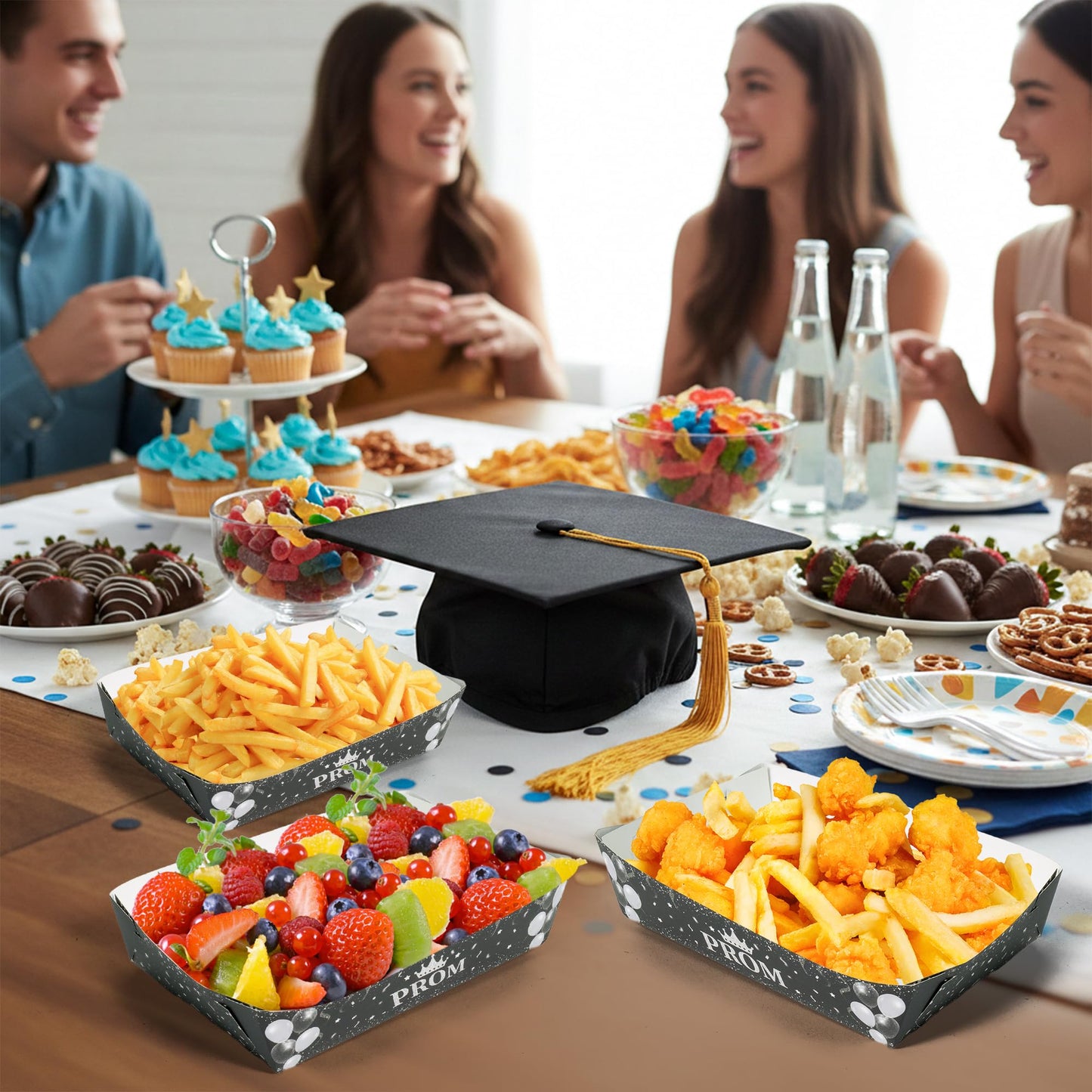 Mexican Taco Nights Food Trays 100Pcs Mexican Nacho Popcorn Unassembled Trays Snack Candy Holder Disposable Paper Plates Holiaday Carnival Party Supplies Concession Stand Food Containers BST202