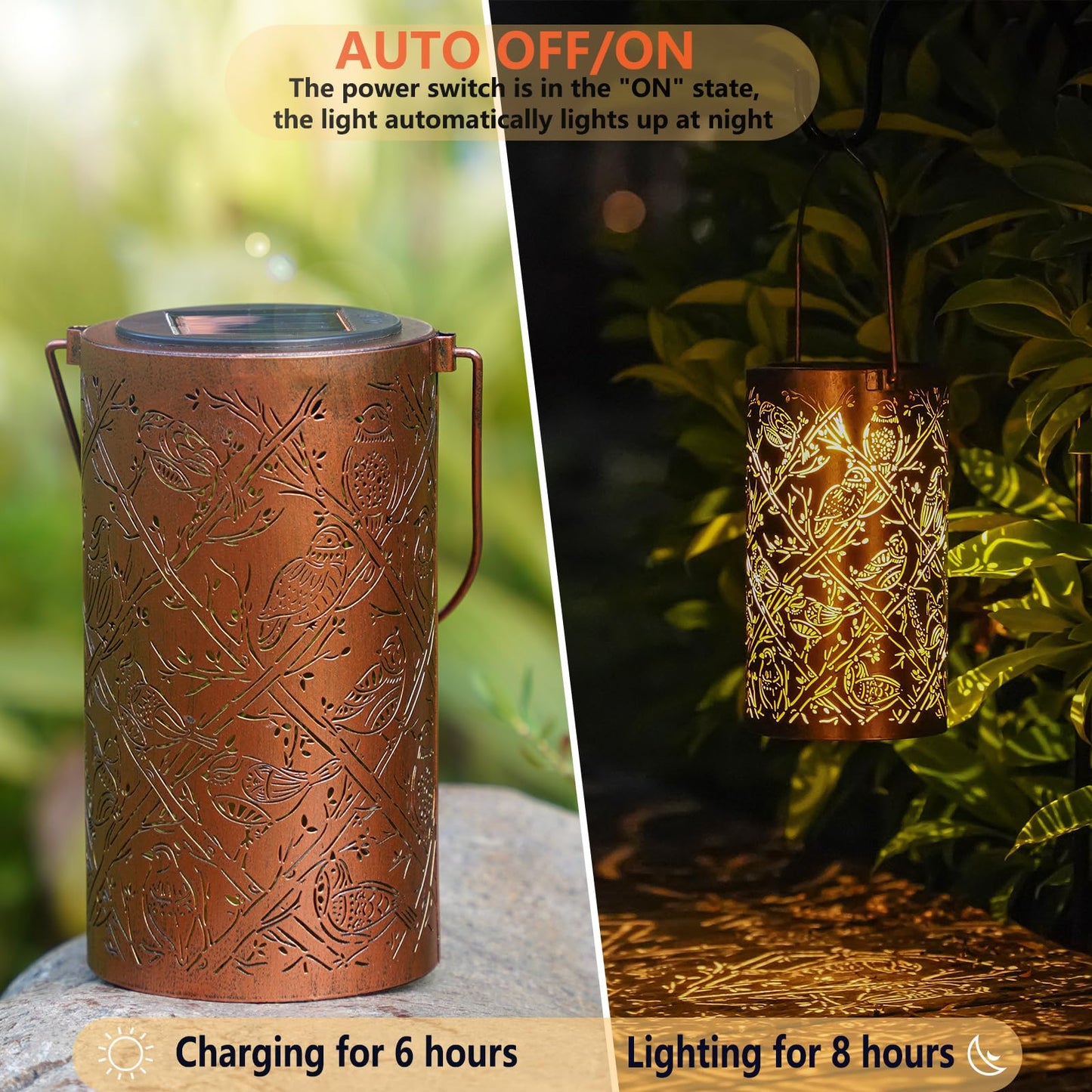 Solar Lanterns Outdoor Waterproof Butterfly Garden Decor Birthday Gifts for Women Mom Grandma, Hanging Solar Lights Metal Lantern Decoration Outside for Yard, Patio, Backyard, Porch