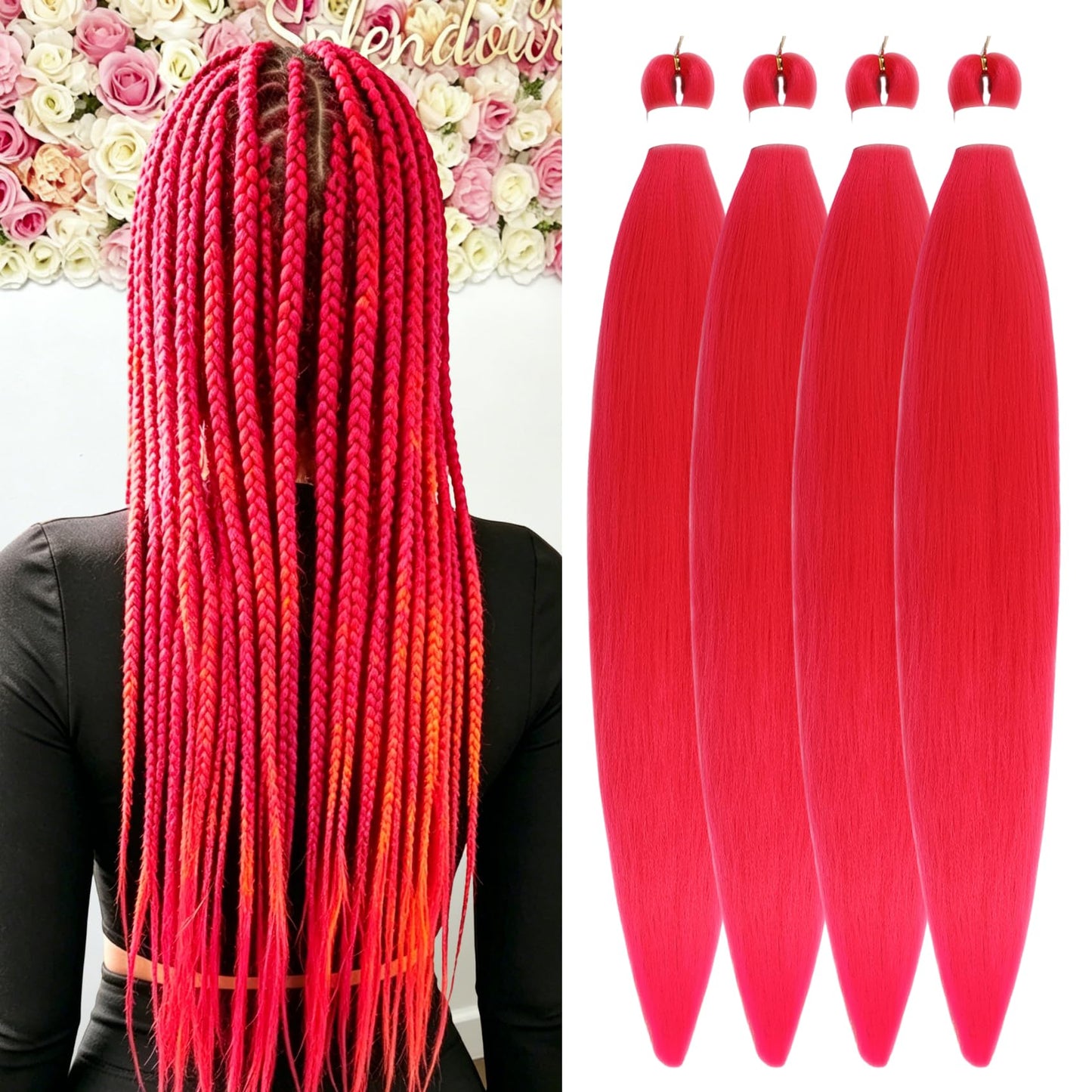 Purple Braiding Hair Pre stretched Knotless 26 inch | Hypoallergenic Synthetic Purple Prestretched Ez Braid Knotless Itch Free Soft Yaki Texture Hot Water Setting WN420